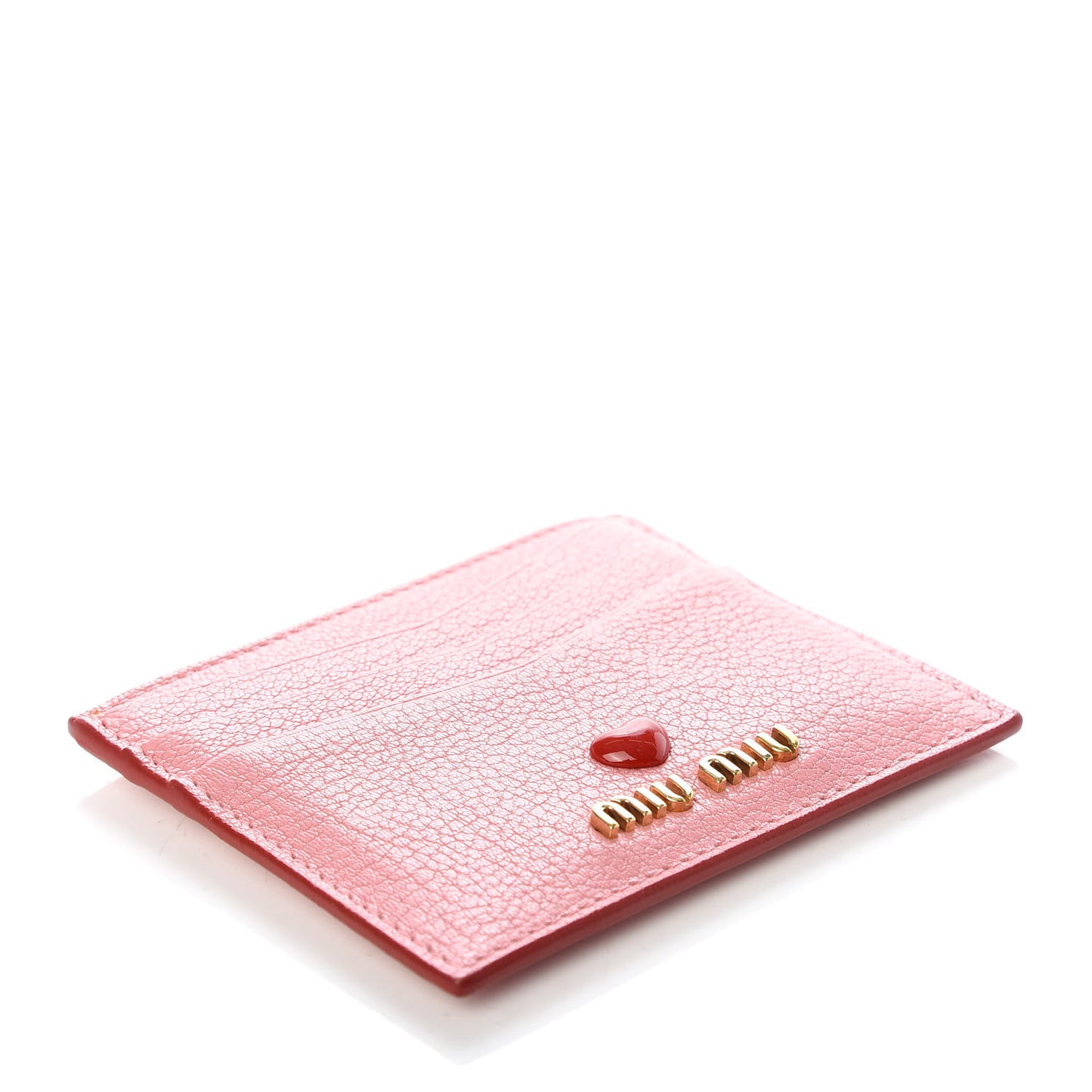Goatskin Madras Heart Card Case Rosa