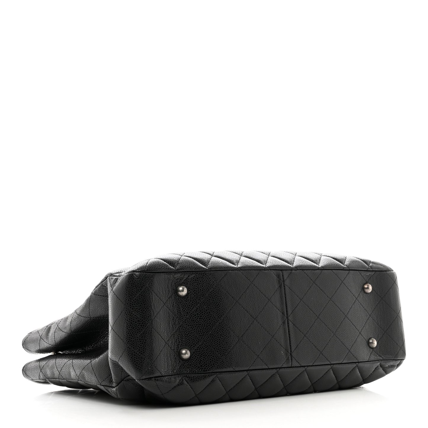 Caviar Quilted Large Shopping Tote Black