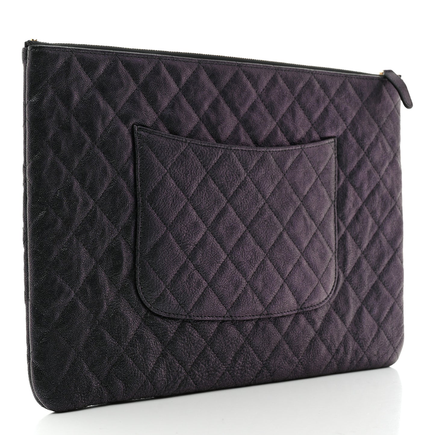 Iridescent Caviar Large Night by the C Pouch Clutch Black