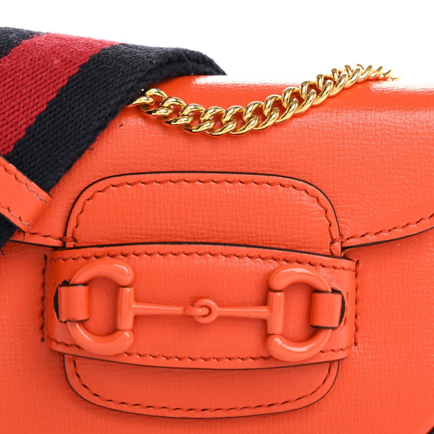 Azalea Calfskin Web Monochrome Horsebit 1955 Wallet On Strap Orange