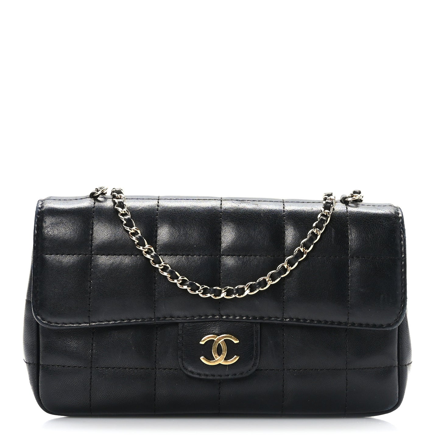 Lambskin Quilted Mini Chocolate Bar Flap Black