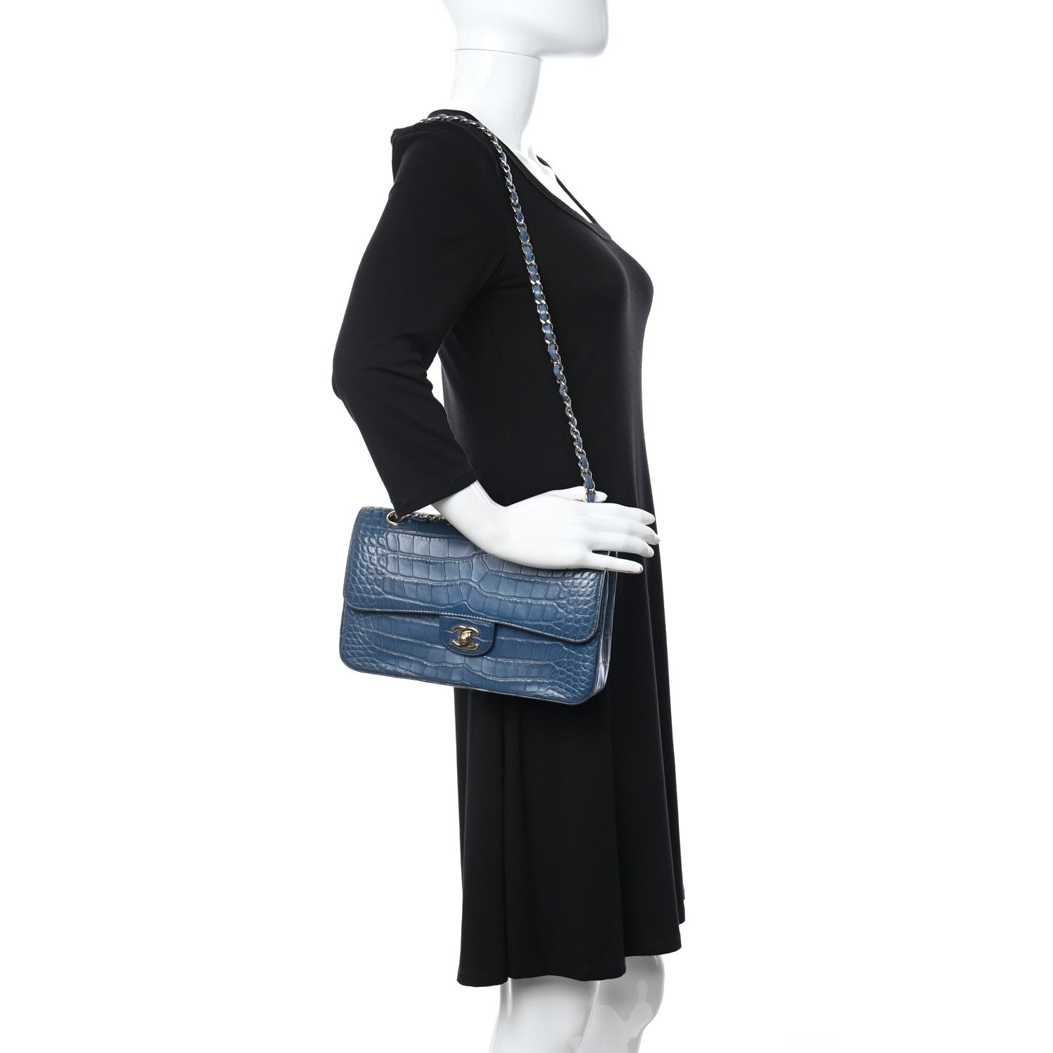 Chanel Alligator Medium Double Flap Blue 2 of 15