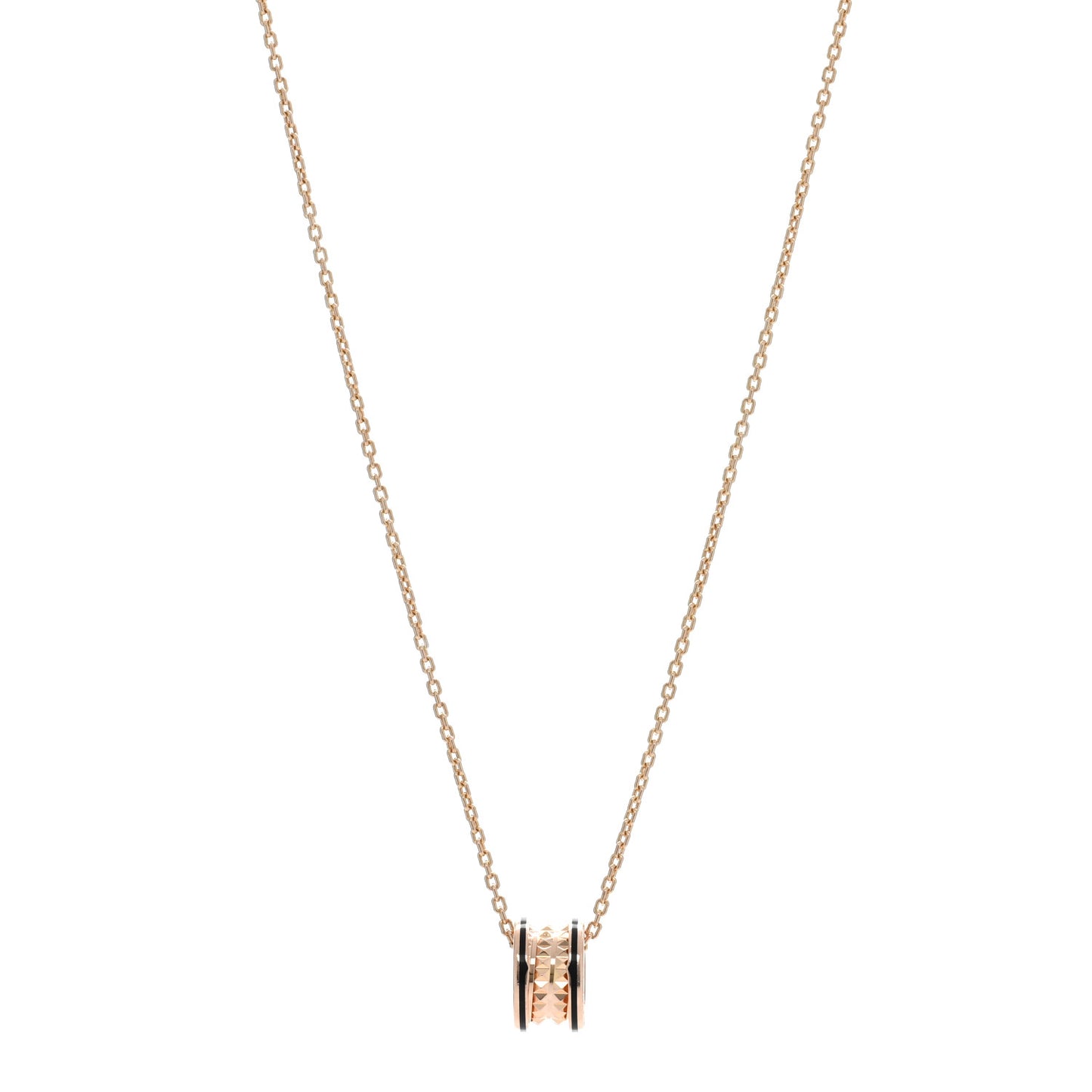 18K Rose Gold Black Ceramic B.Zero1 Rock Pendant Necklace