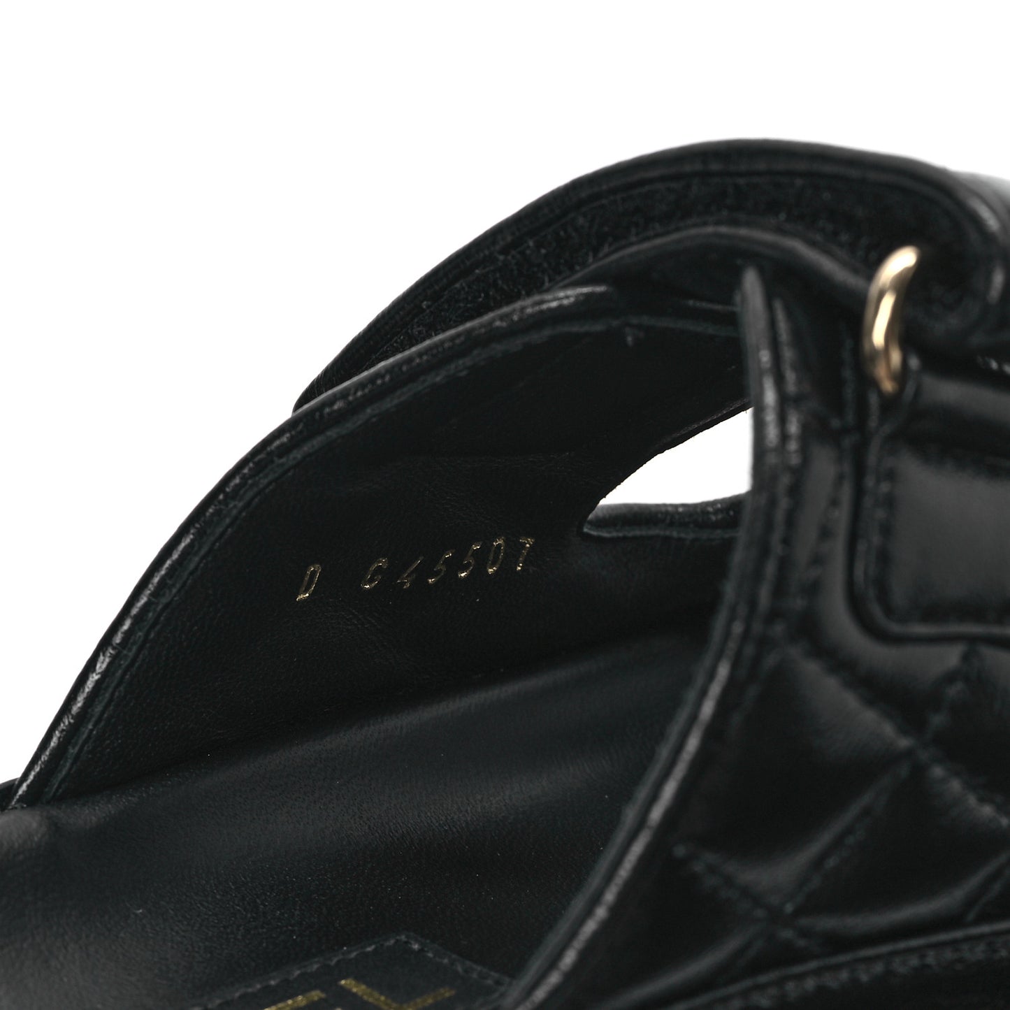 Lambskin Quilted Velcro Dad Chain CC Slide Sandals 35 Black