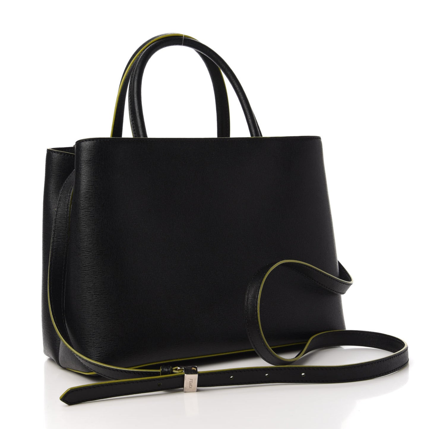 Vitello Elite Shearling Block Letter Petite 2Jours Tote Black