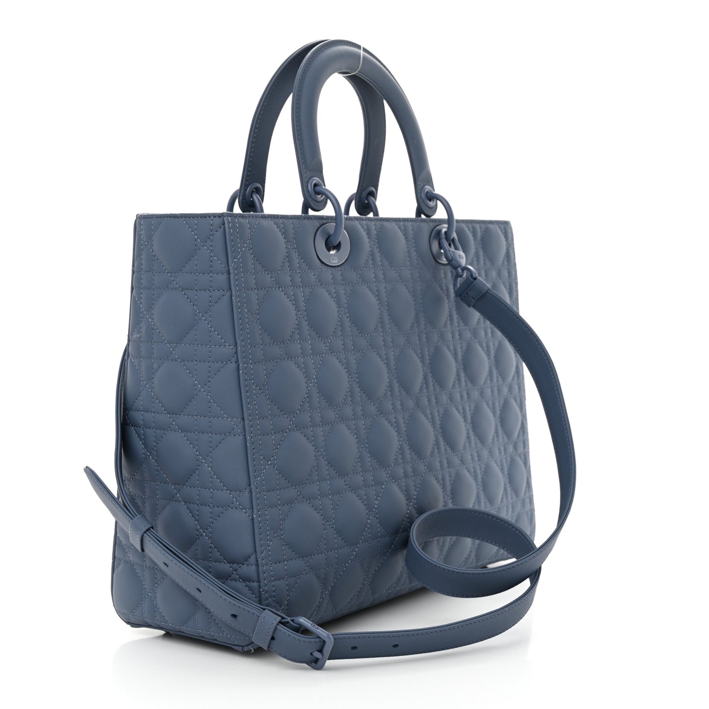 Ultra Matte Calfskin Cannage Large Lady Denim Blue