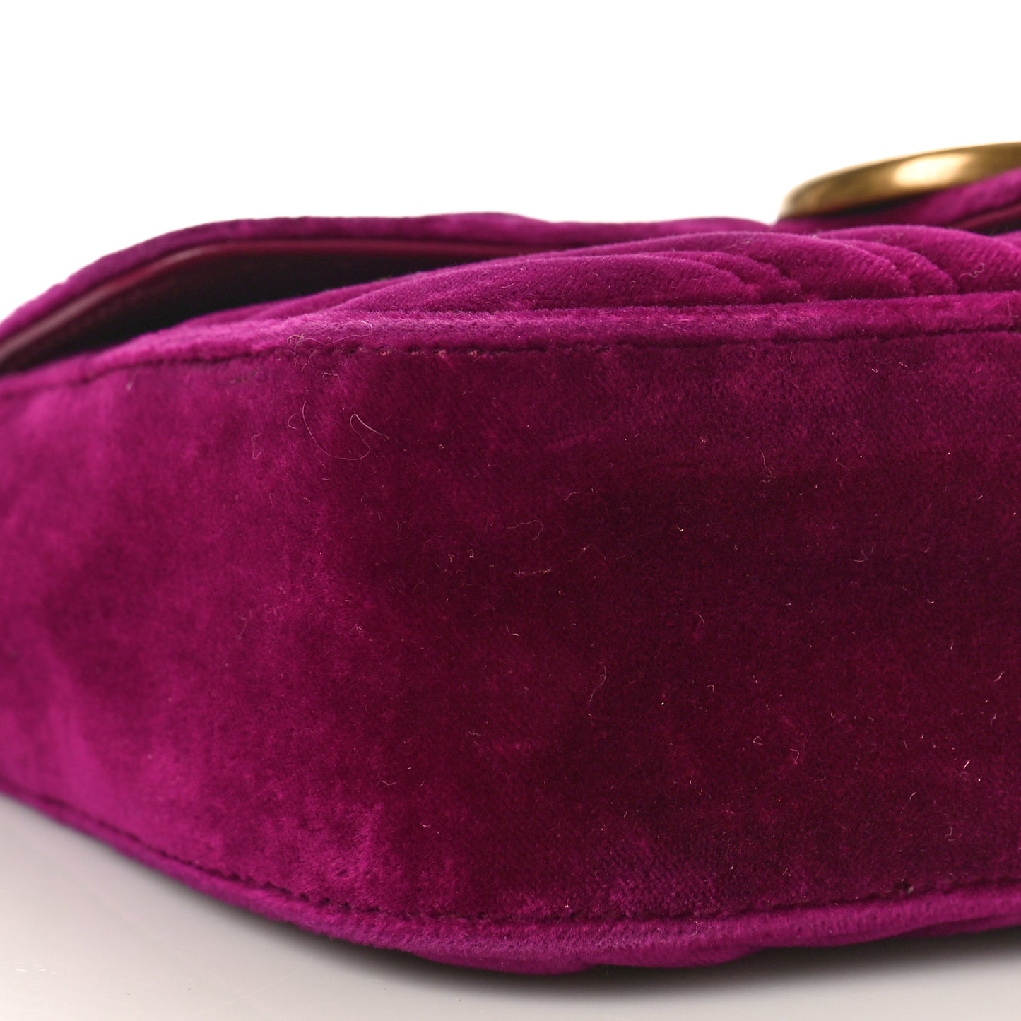 Velvet Matelasse Mini GG Marmont Shoulder Bag Fuchsia Violet Cyclamen