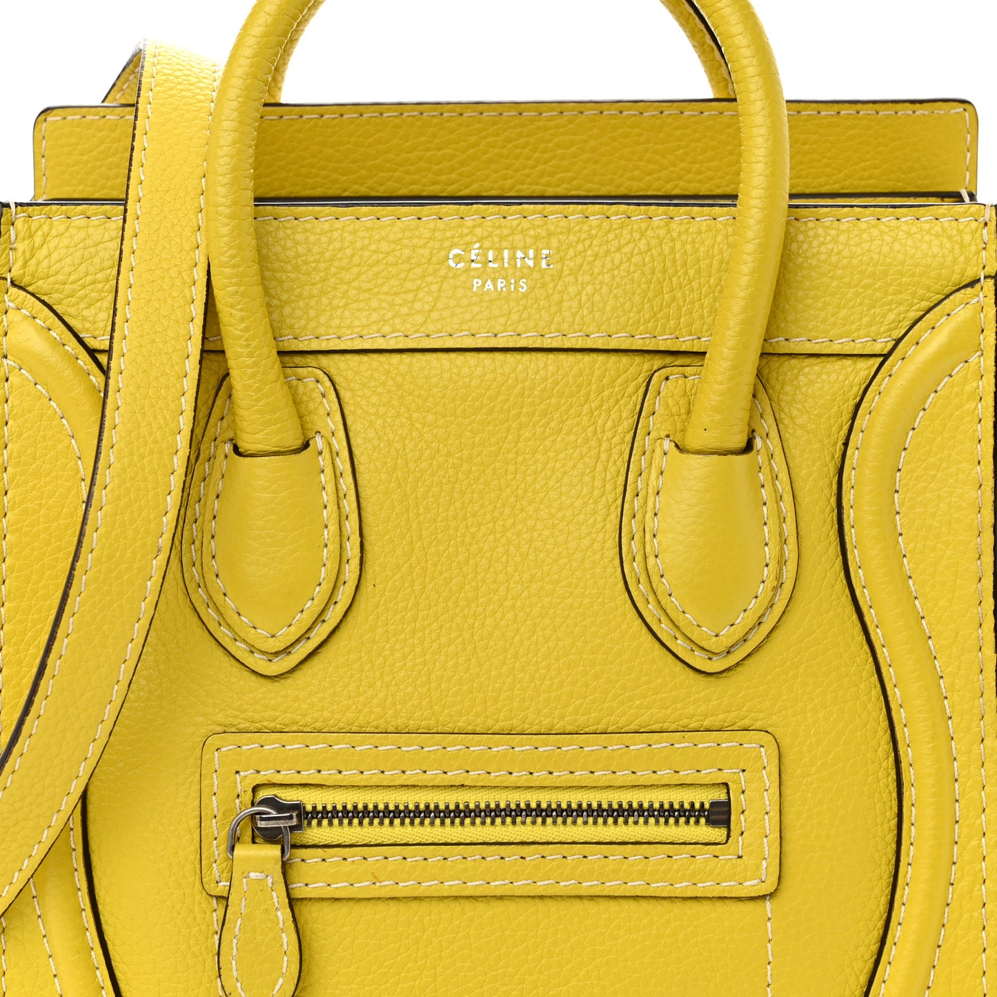 Drummed Calfskin Nano Luggage Citron