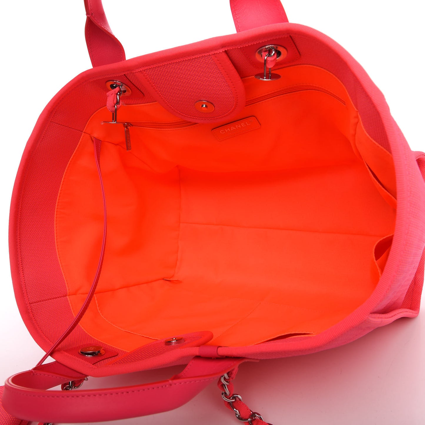 Mixed Fibers Calfskin Medium Deauville Tote Pink Orange
