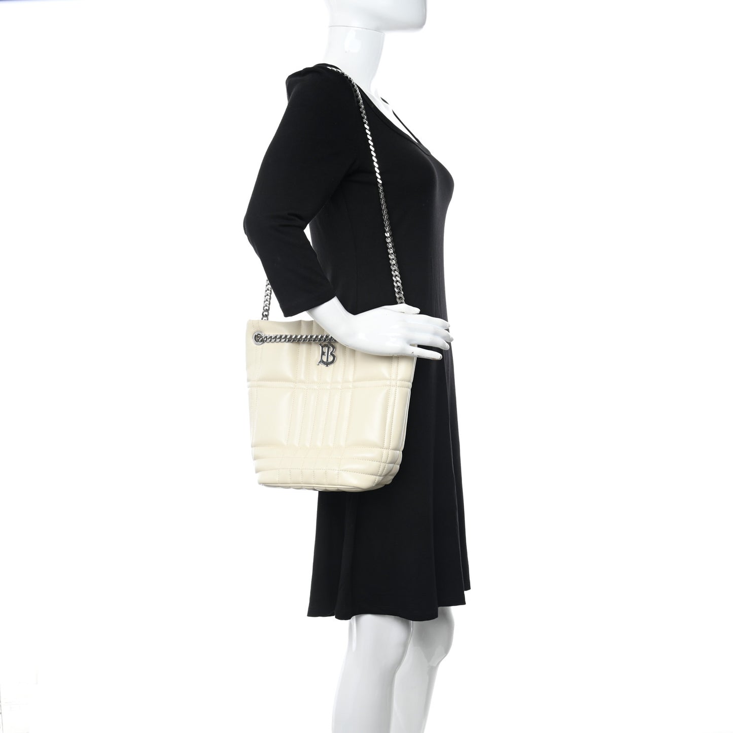 Lambskin Quilted Small Lola Bucket Bag Pale Vanilla