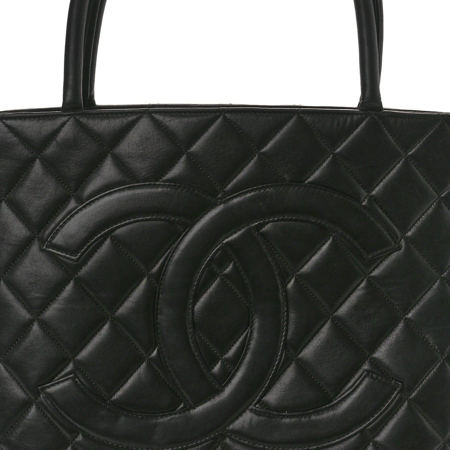 Lambskin Quilted Medallion Tote Black