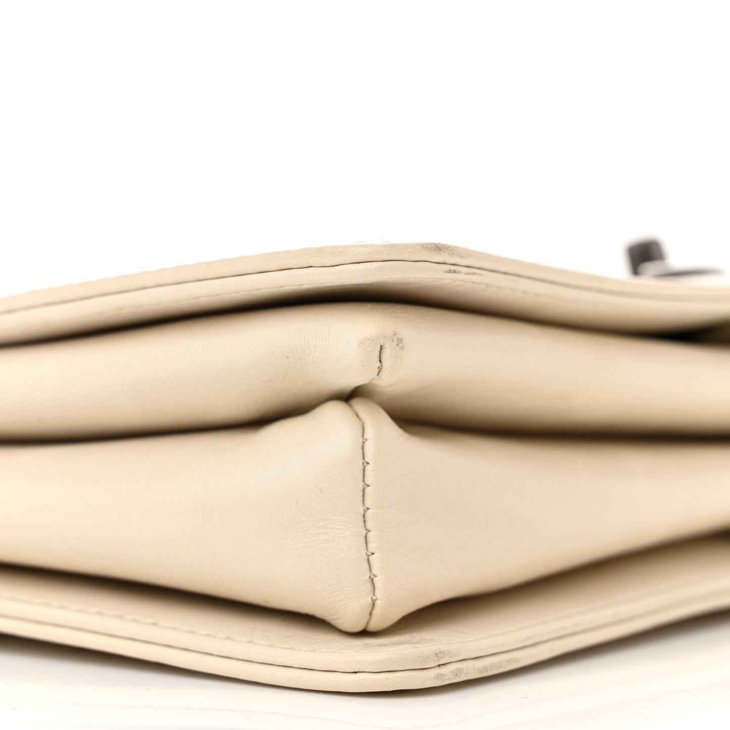 Calfskin Quilted Korean Garden Flap Off White