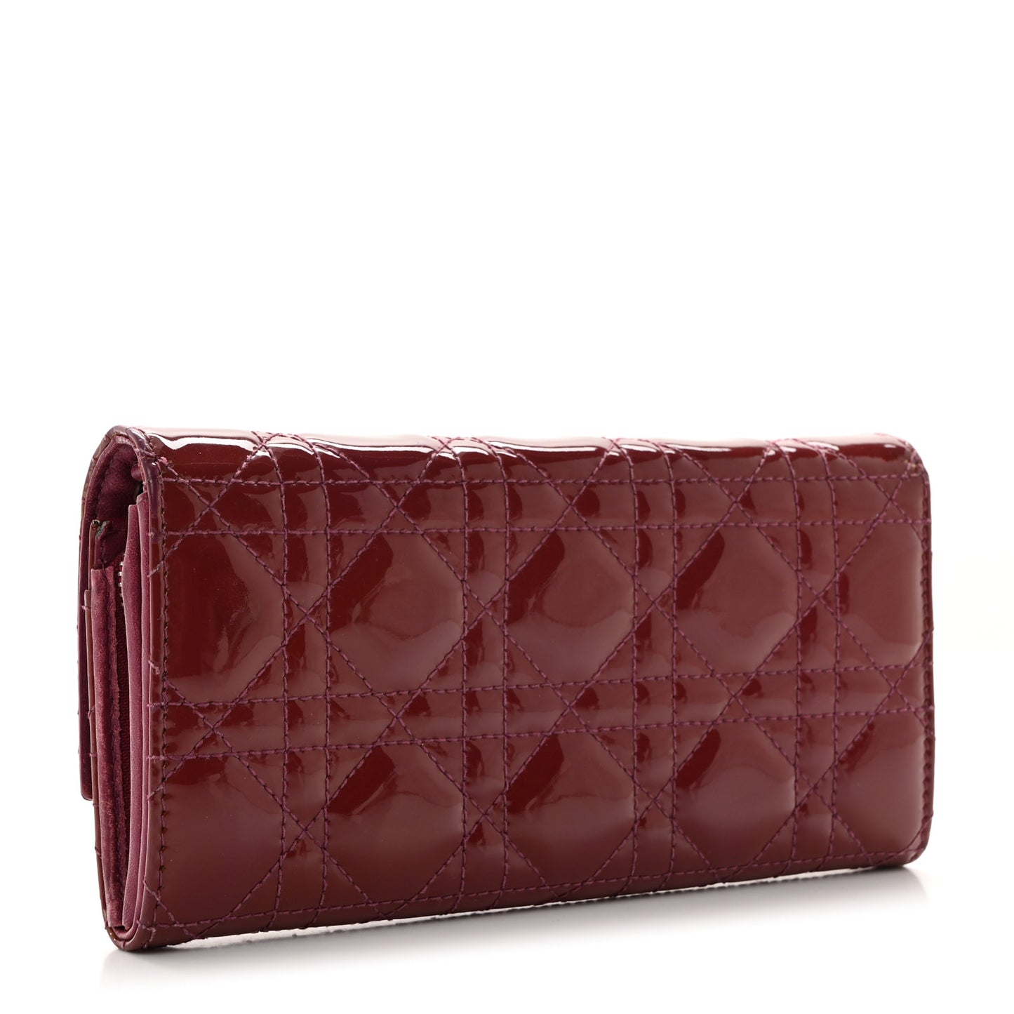 Patent Cannage Lady Dior Rendezvous Wallet On Chain Fuchsia