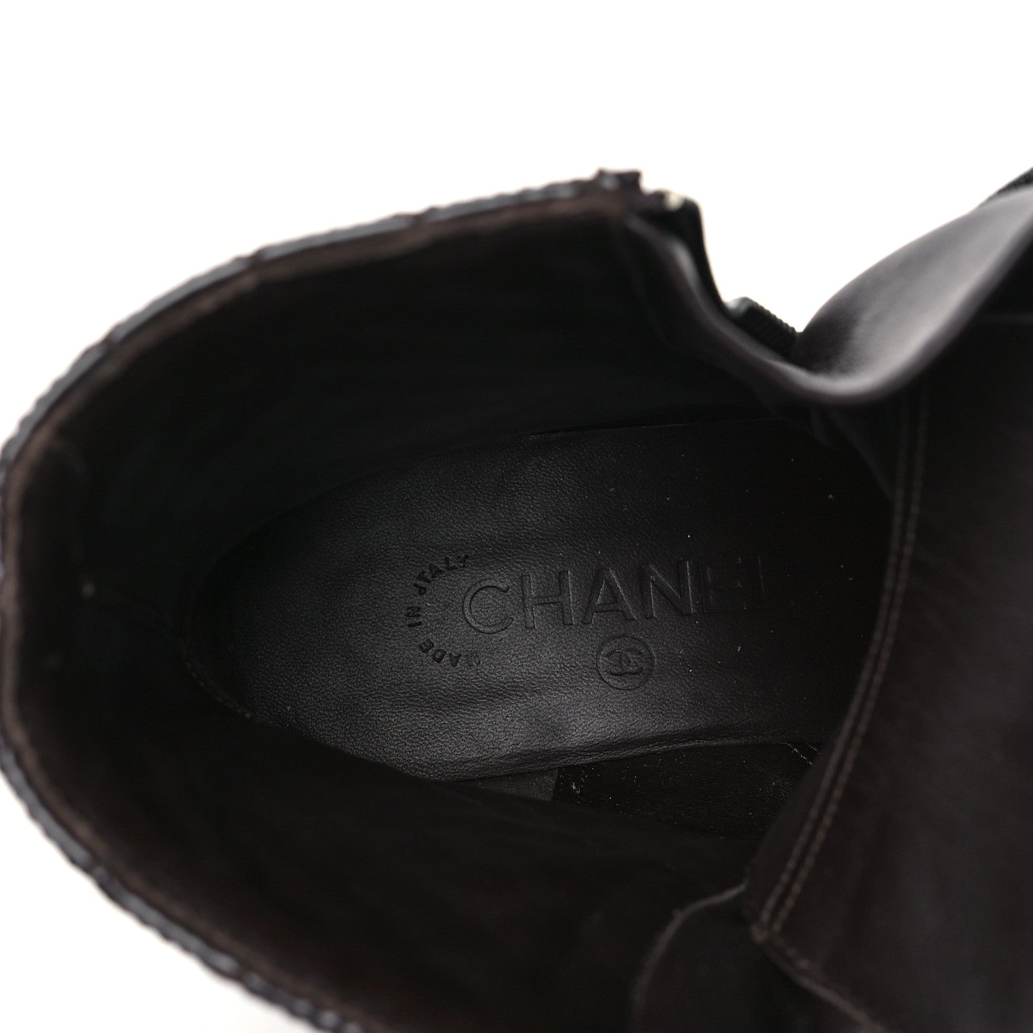 Chanel Shiny Calfskin Quilted CC Lace Up Combat Boots 40 Dark Burgundy 7 of 9