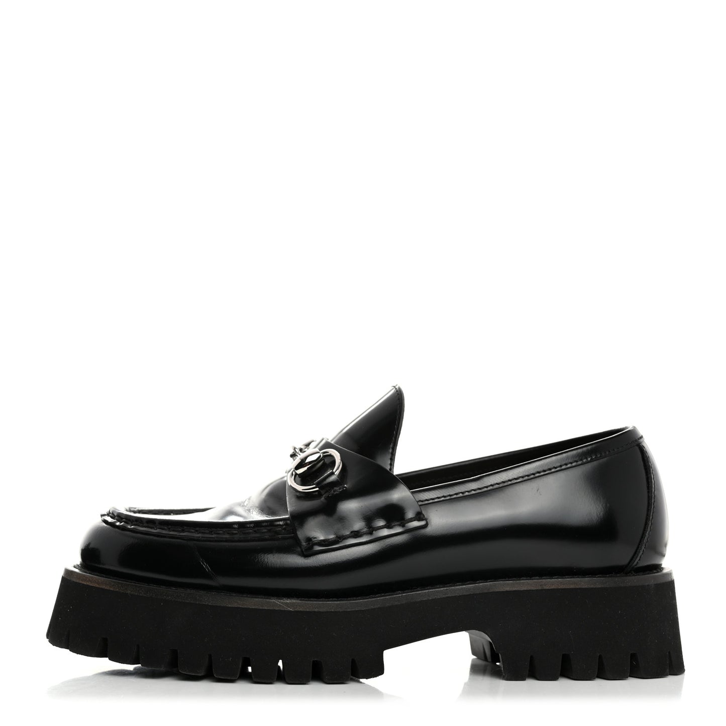 Cordovan Lux Womens Horsebit 45mm Platform Loafers 36 Black