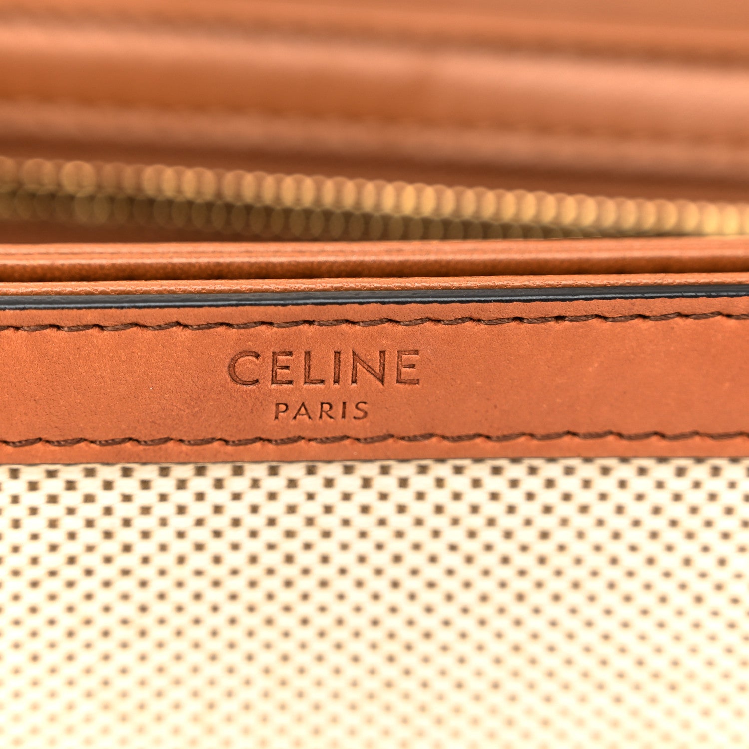 Celine Textile Natural Calfskin Classique Triomphe White Tan 6 of 12