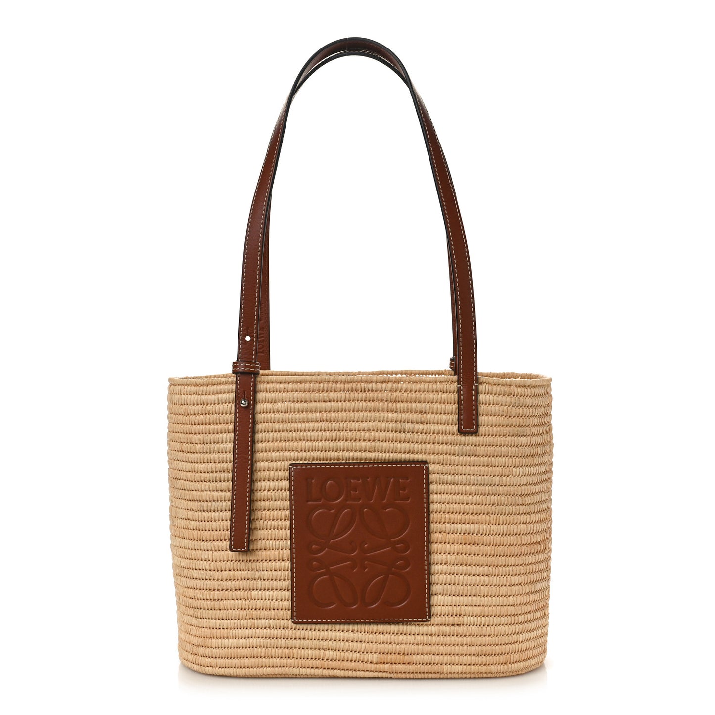 Raffia Small Square Basket Tote Bag Natural Tan