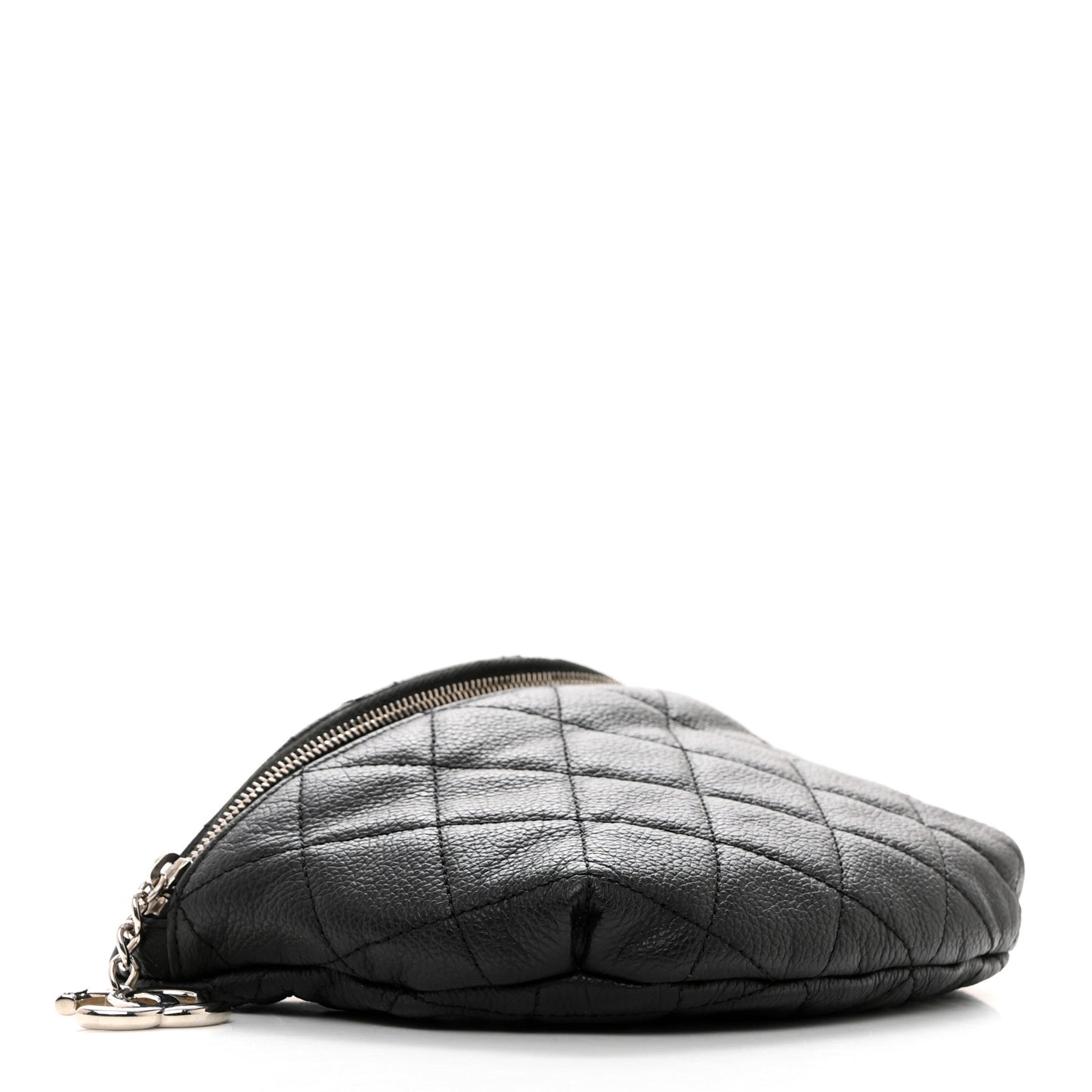 Grained Calfskin Quilted Waist Belt Bag Black