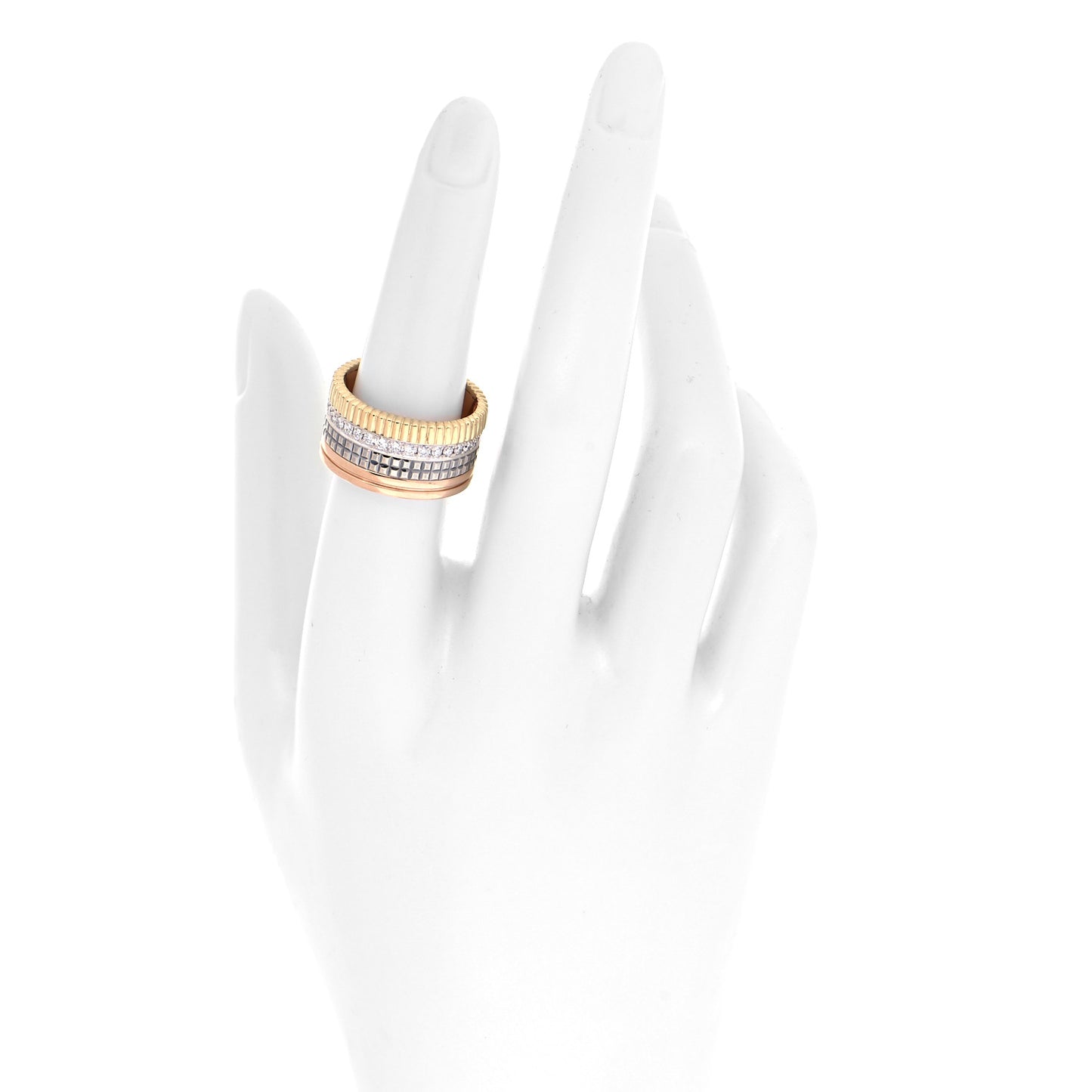 18K Pink Yellow White Gold Diamond Large Quatre Classique Ring 56 7.5
