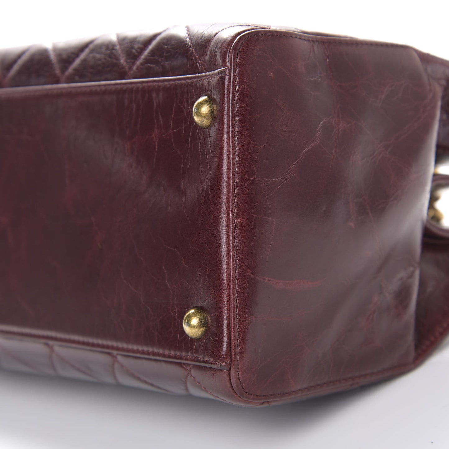Glazed Calfskin Perfect Edge Tote Bordeaux