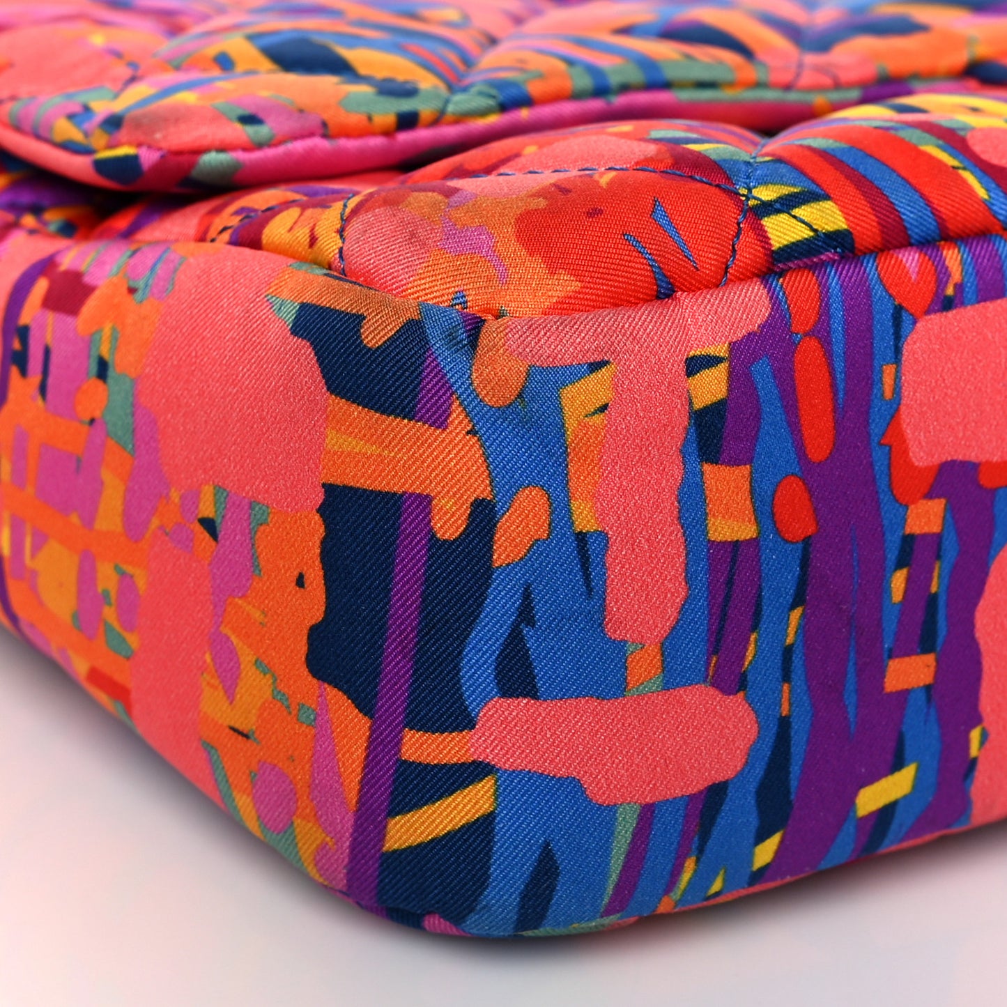 Foulard Fabric Quilted Printed Flap Pink