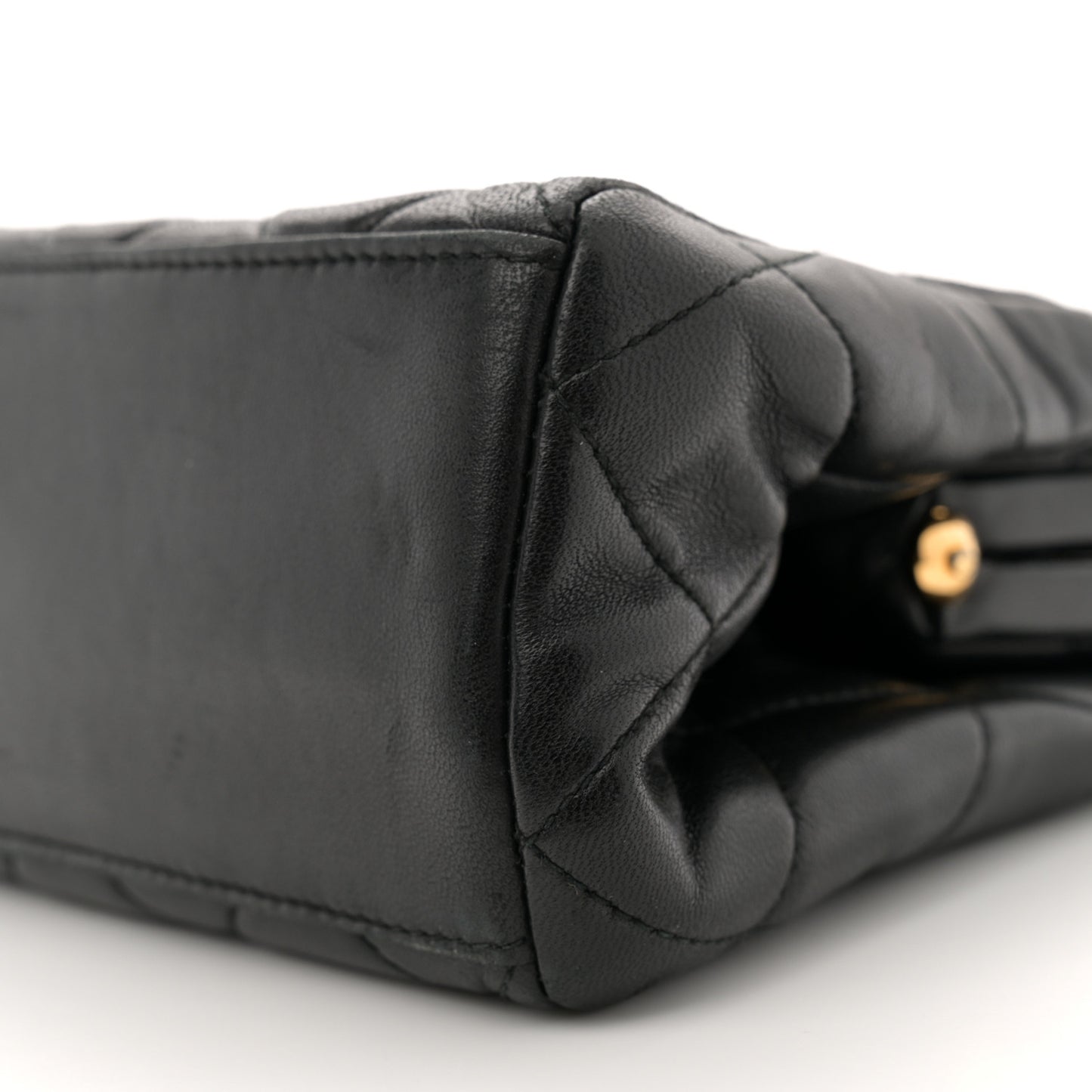 Lambskin Quilted Small Kisslock Bag Black
