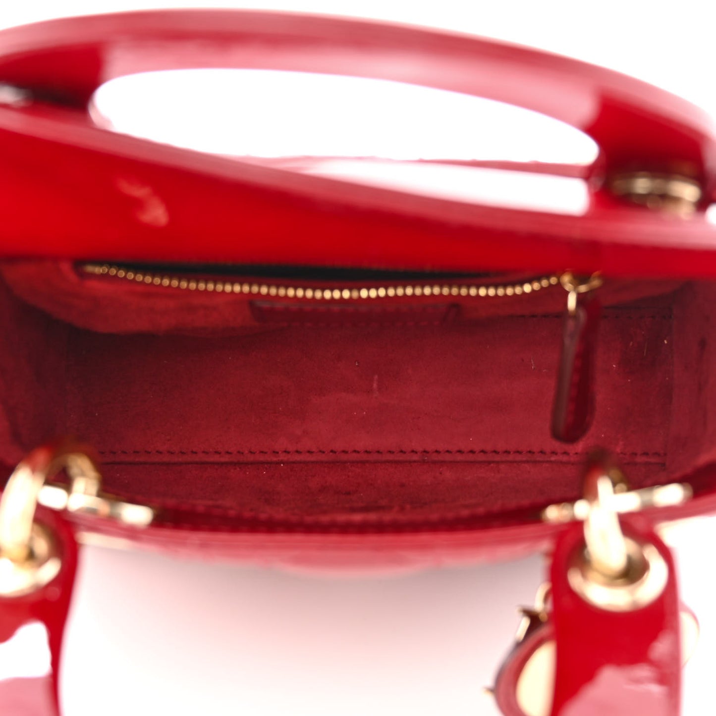 Patent Cannage Mini Lady Dior Red