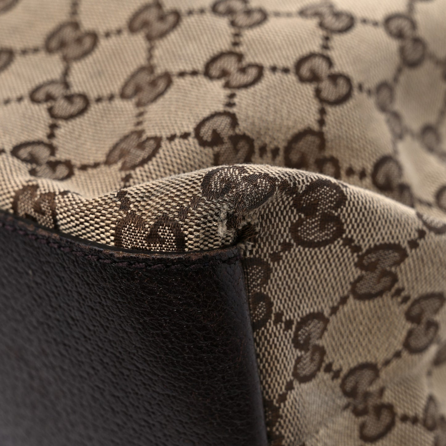 GG Monogram Large Web Handle Vertical Tote Dark Brown