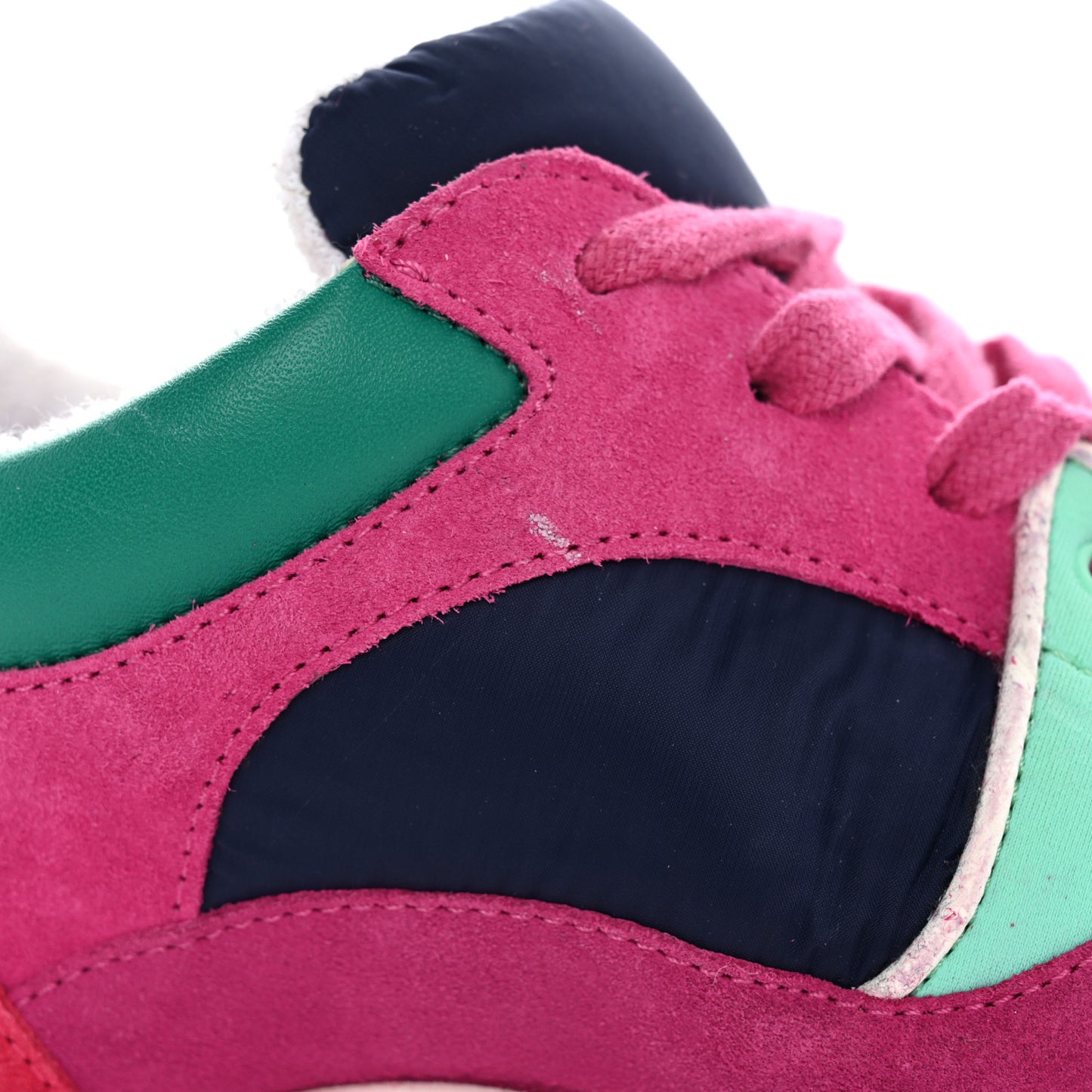 Nylon Calfskin Suede CC Sneakers 39.5 Pink Green