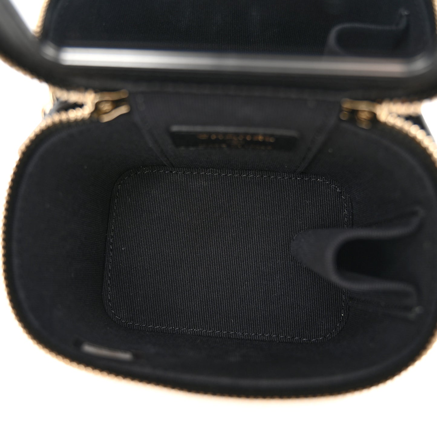 Lambskin Quilted Mini Vanity Case With Pearl Chain Black