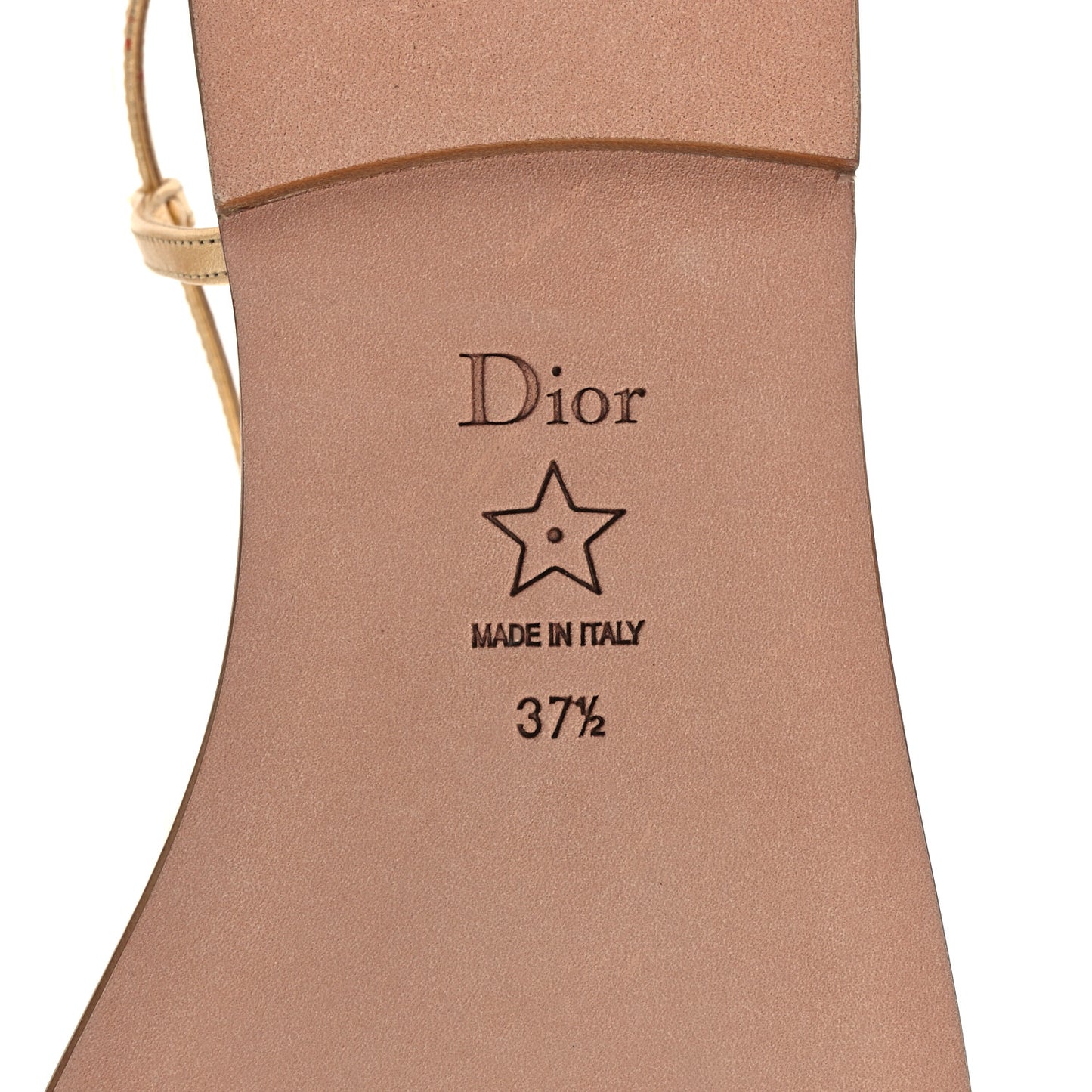Laminated Calfskin C'est Dior Sandals 37.5 Light Gold