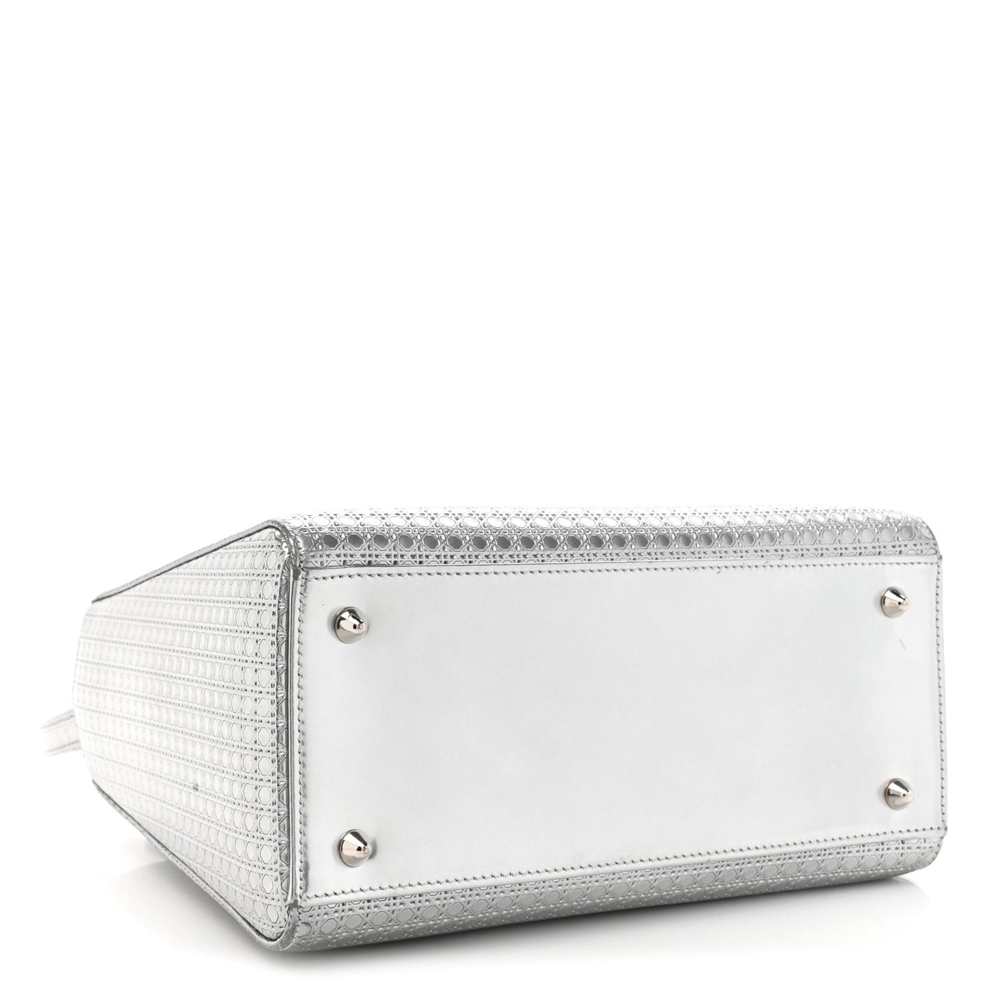 Metallic Patent Micro-Cannage Medium Lady Dior Silver