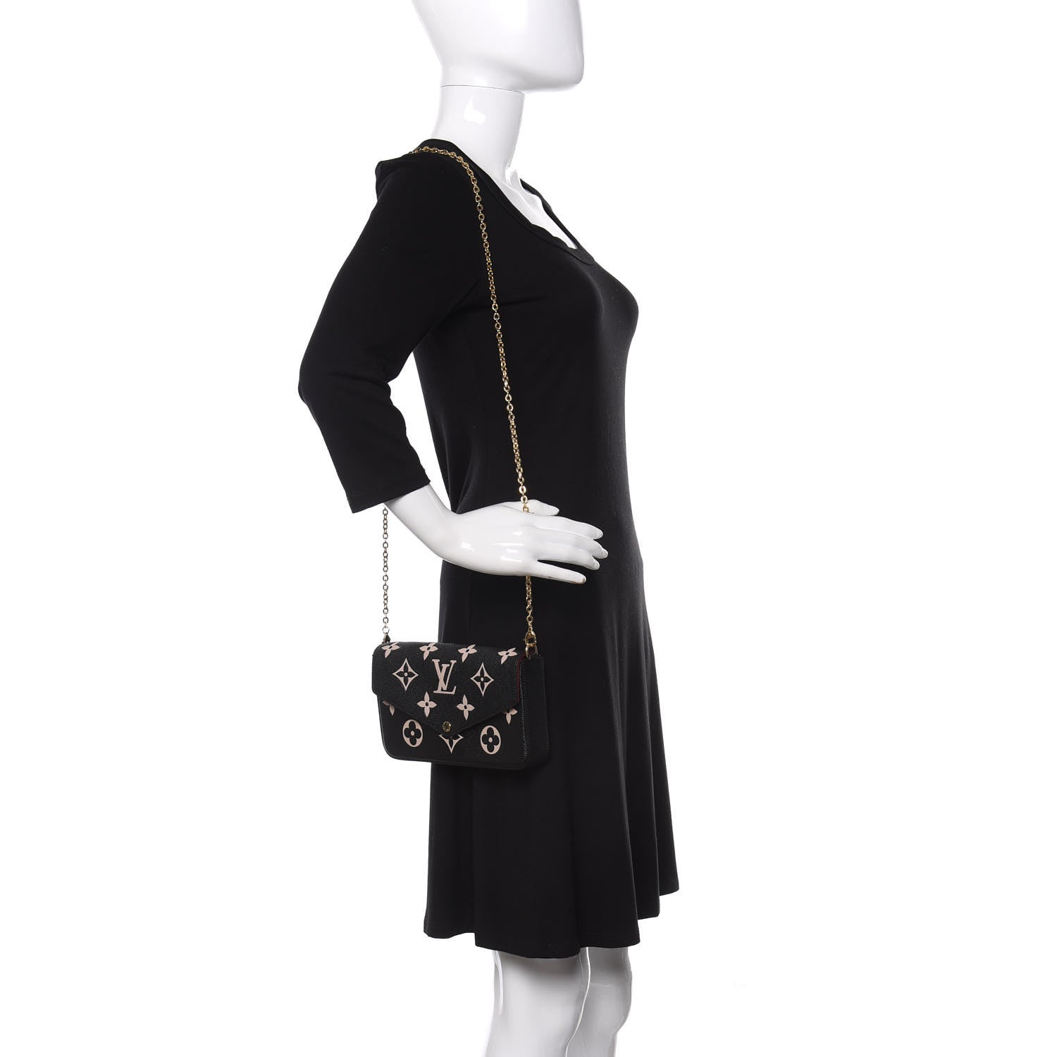 Louis Vuitton Empreinte Monogram Giant Felicie Pochette Black Beige 2 of 10