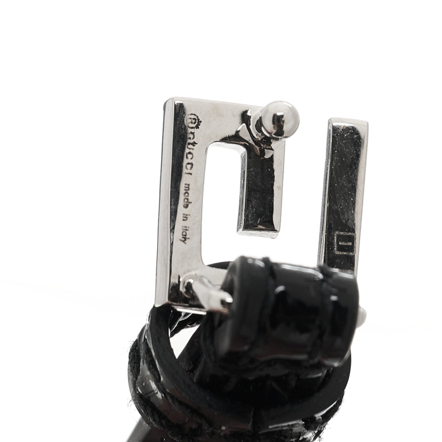 Patent Crystal G Buckle Choker Black
