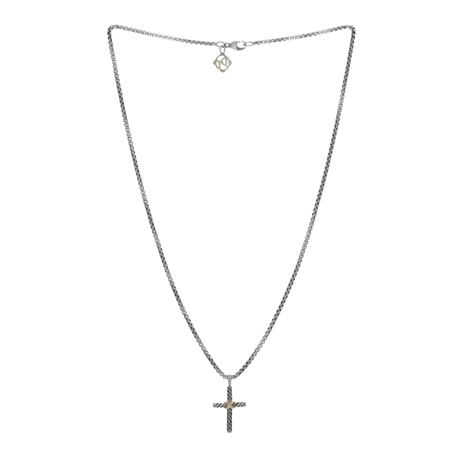 David Yurman Sterling Silver 14K Yellow Gold Petite X Cross Pendant Necklace 3 of 5