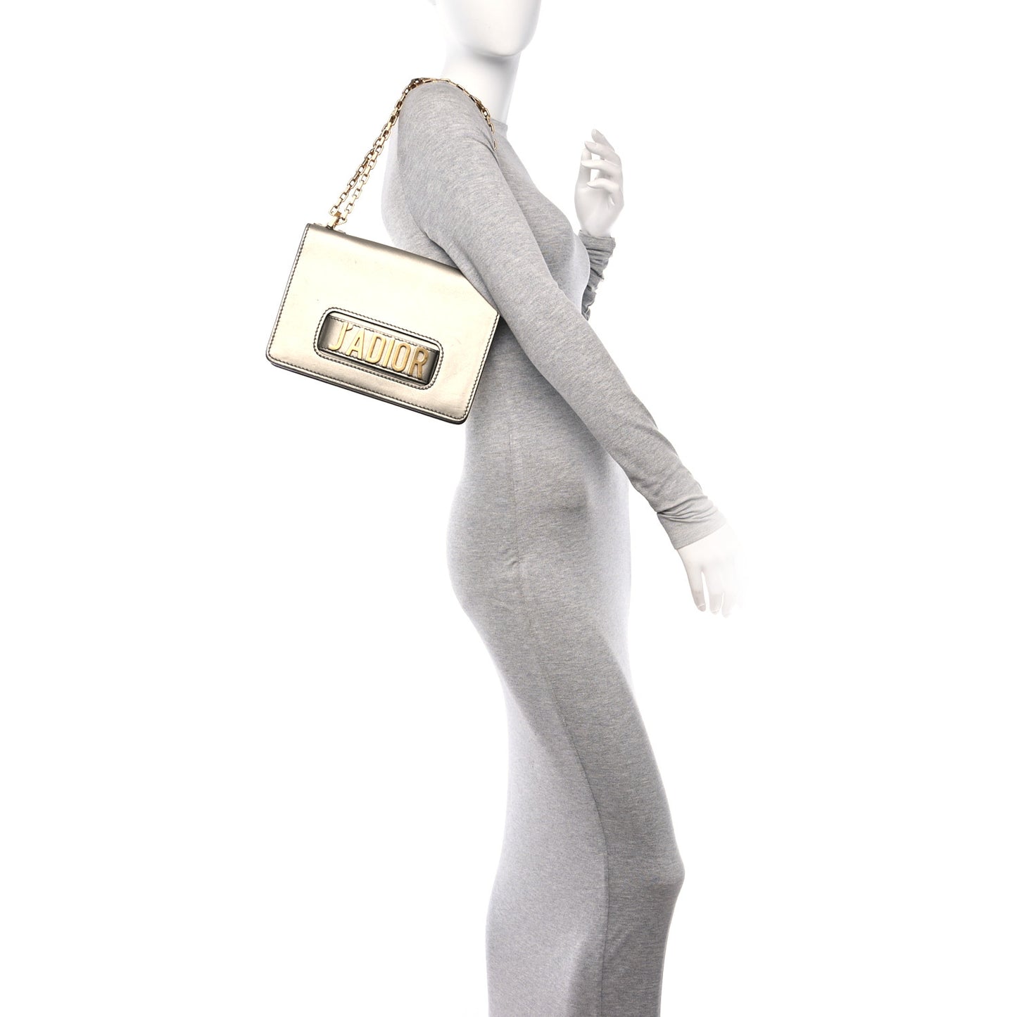 Metallic Calfskin J'Adior Mini Chain Flap Bag Gold