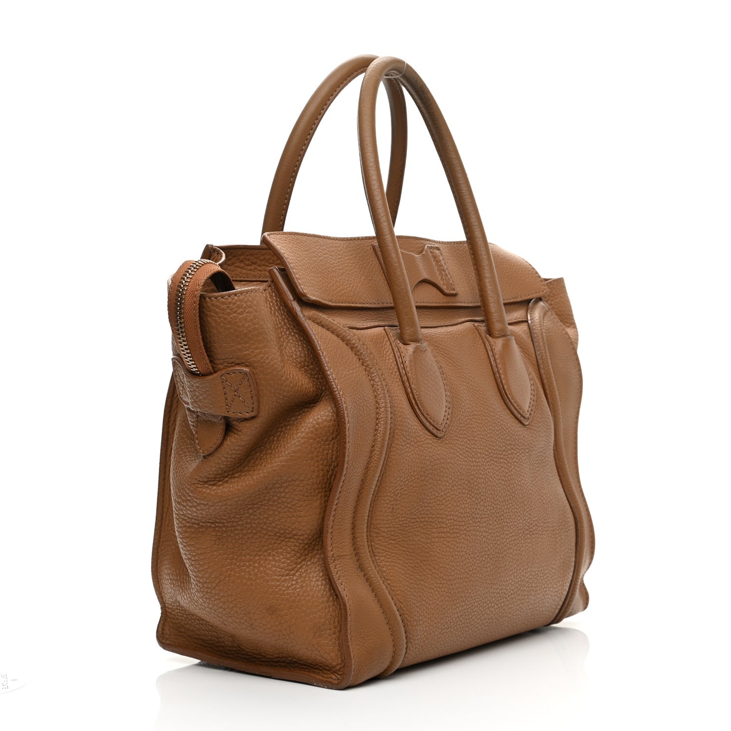 Drummed Calfskin Mini Luggage Camel