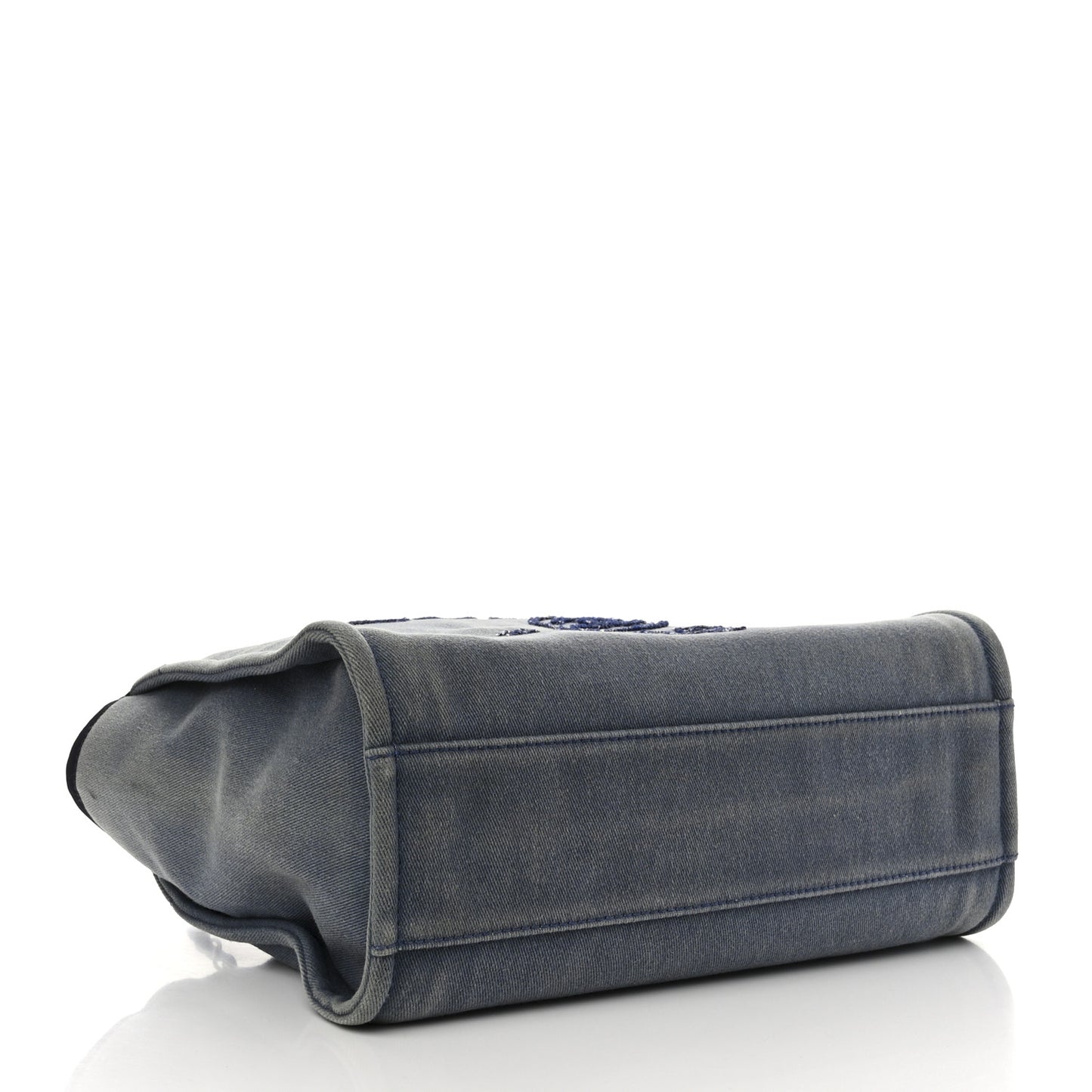 Canvas Sequin Small Deauville Tote Navy