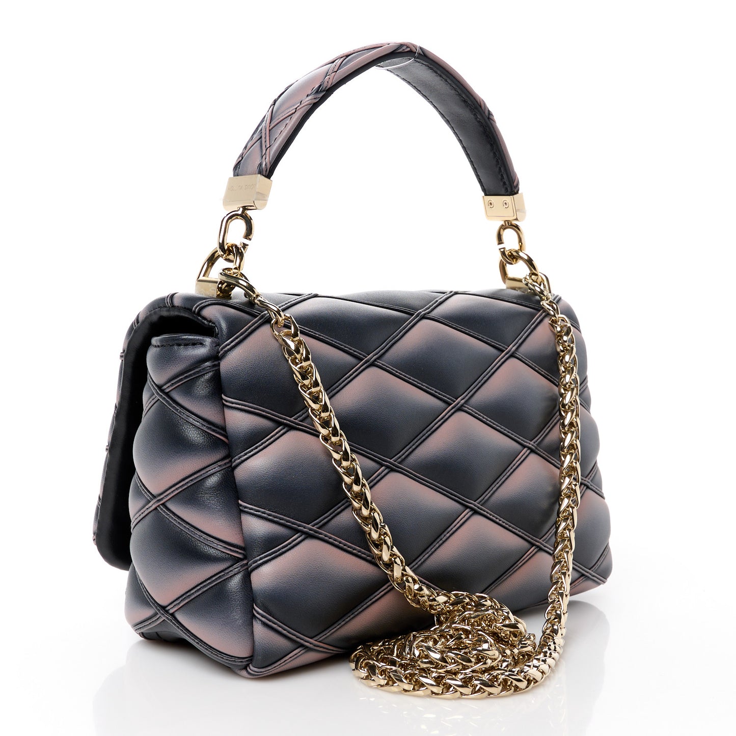 Lambskin Malletage Top Handle GO-14 MM Black Pink