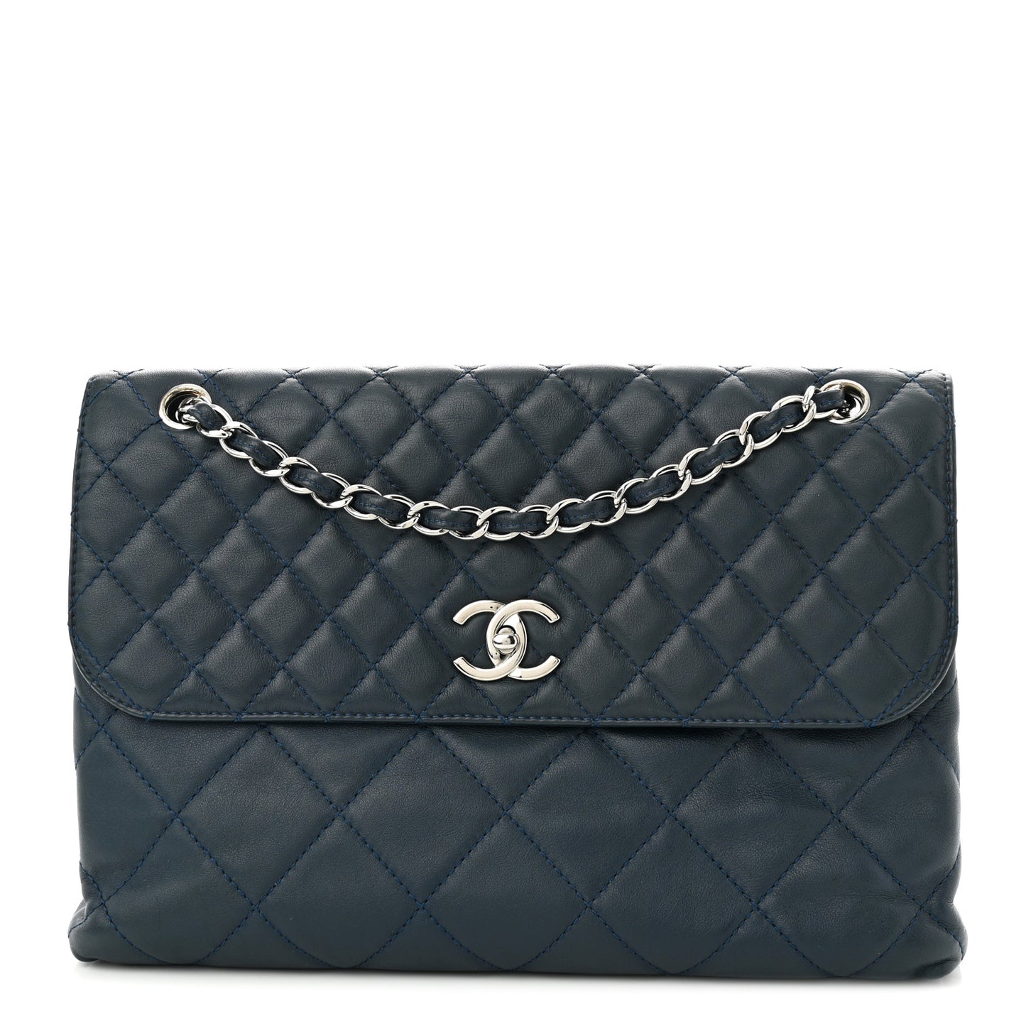 Calfskin Quilted In The Business Flap Dark Navy Blue