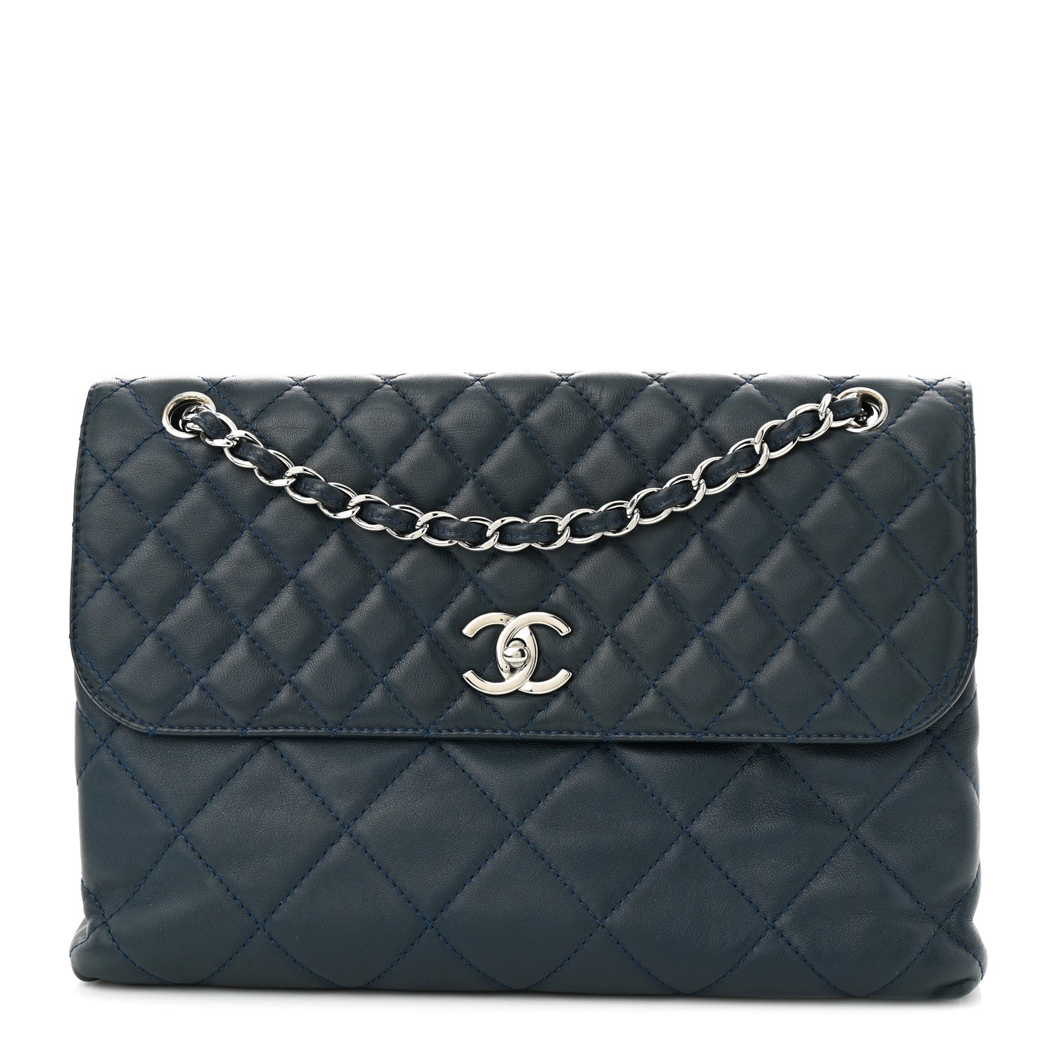 Chanel Calfskin Quilted In The Business Flap Dark Navy Blue 1 of 11