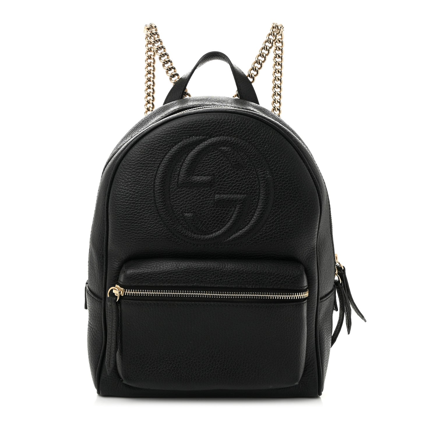 Pebbled Calfskin Soho Chain Backpack Black