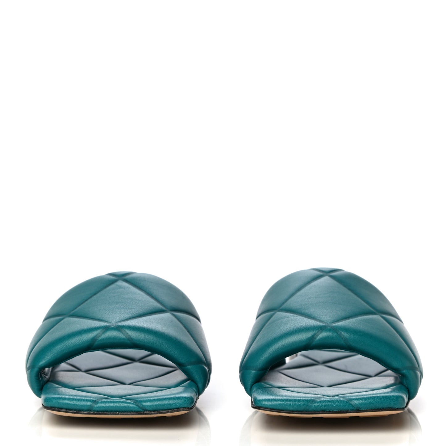 Nappa Quilted Rubber Lido Flat Sandals 39.5 Duck Green