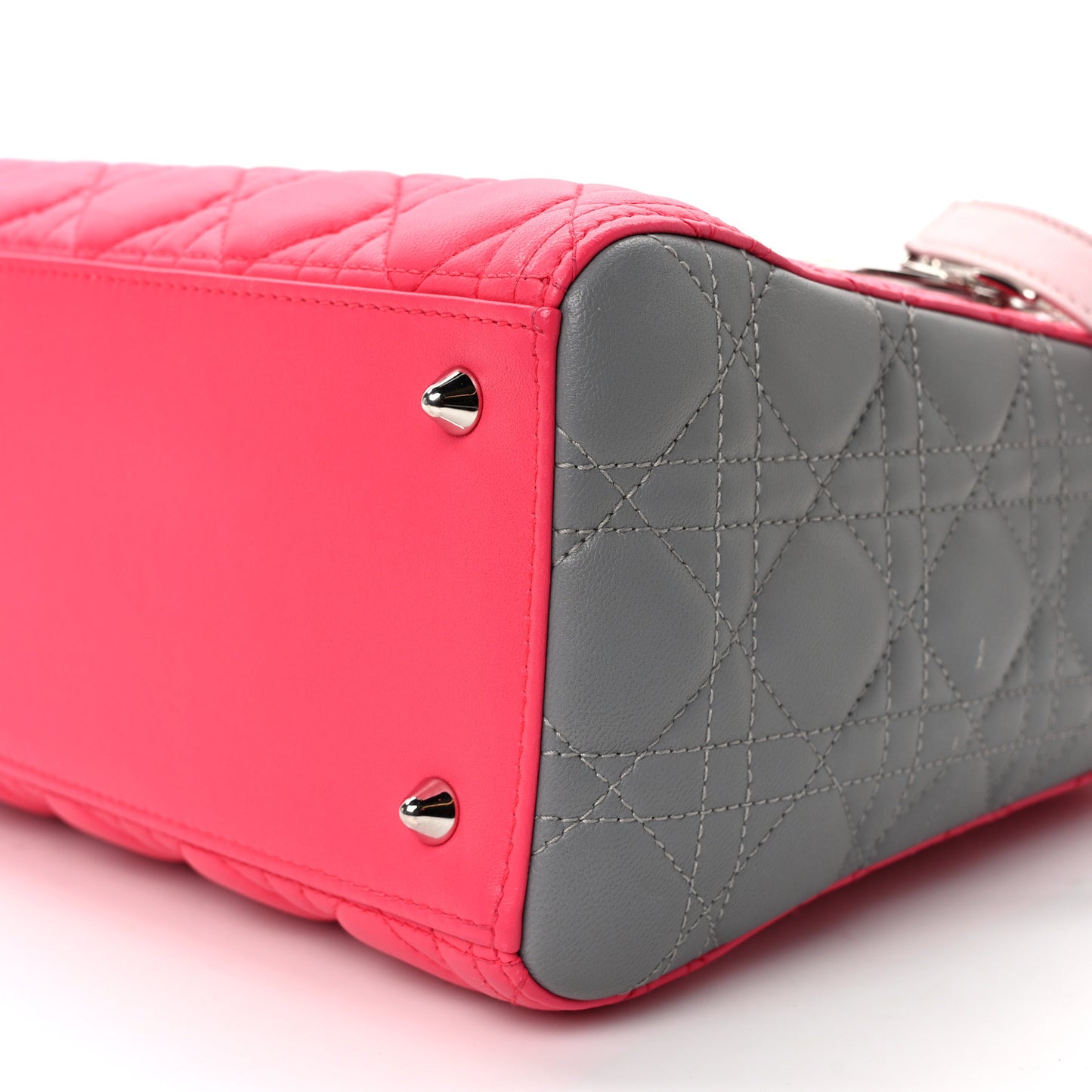 Lambskin Cannage Medium Tri-Color Lady Dior Fuchsia