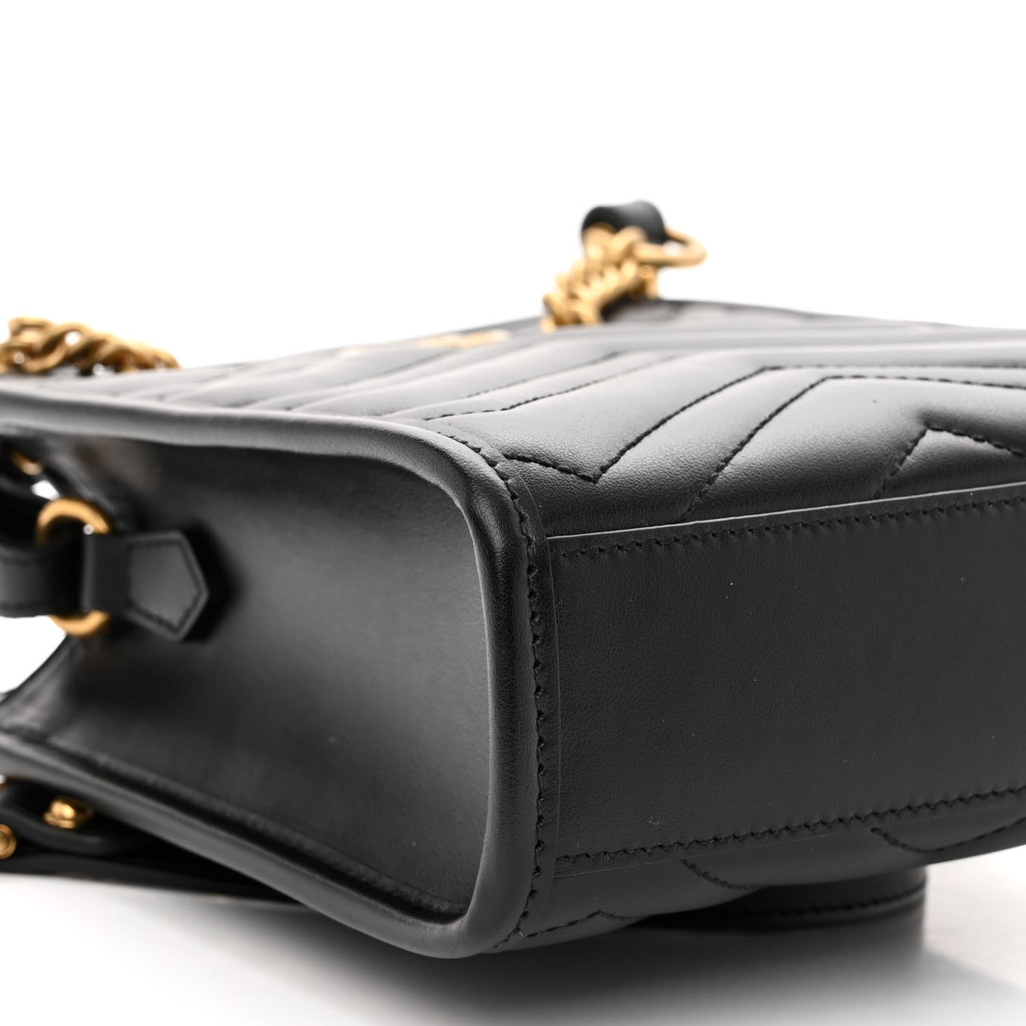 Calfskin Matelasse Chevron Mini GG Marmont Tote Black