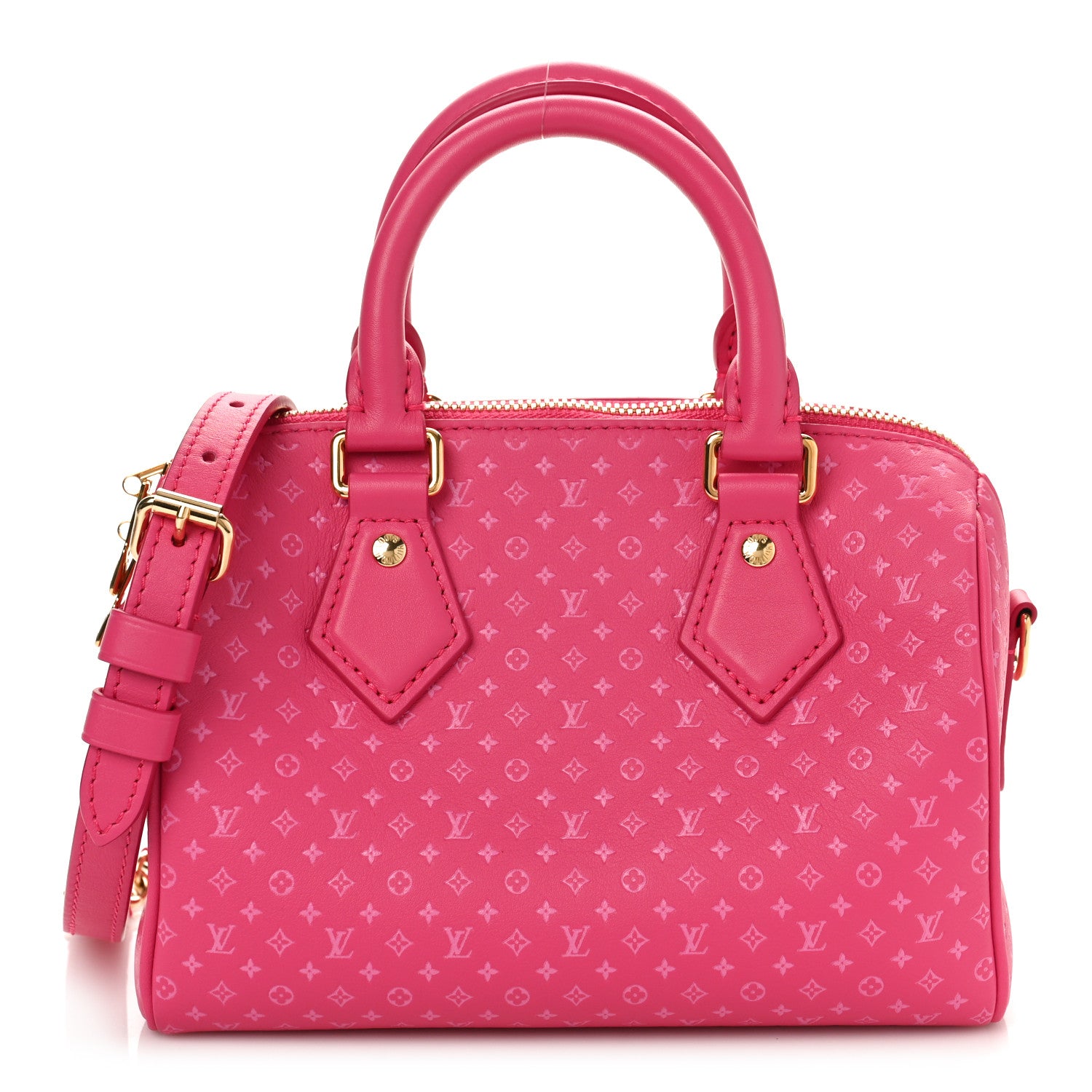 Louis Vuitton Calfskin Nanogram Embossed Speedy Bandouliere 20 Rose 1 of 8