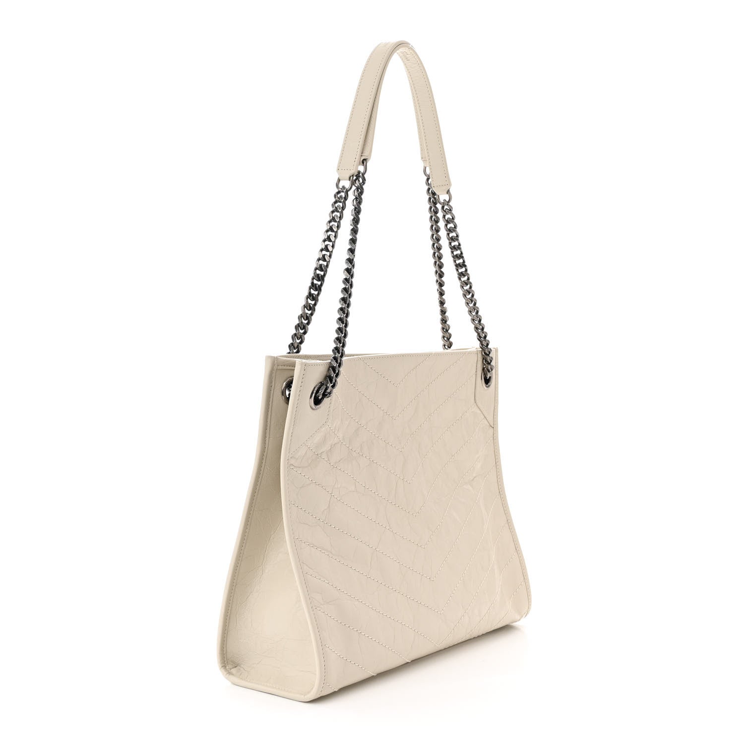 Saint Laurent Crinkled Calfskin Matelasse Monogram Medium Niki Shopper Tote Crema Soft 3 of 10