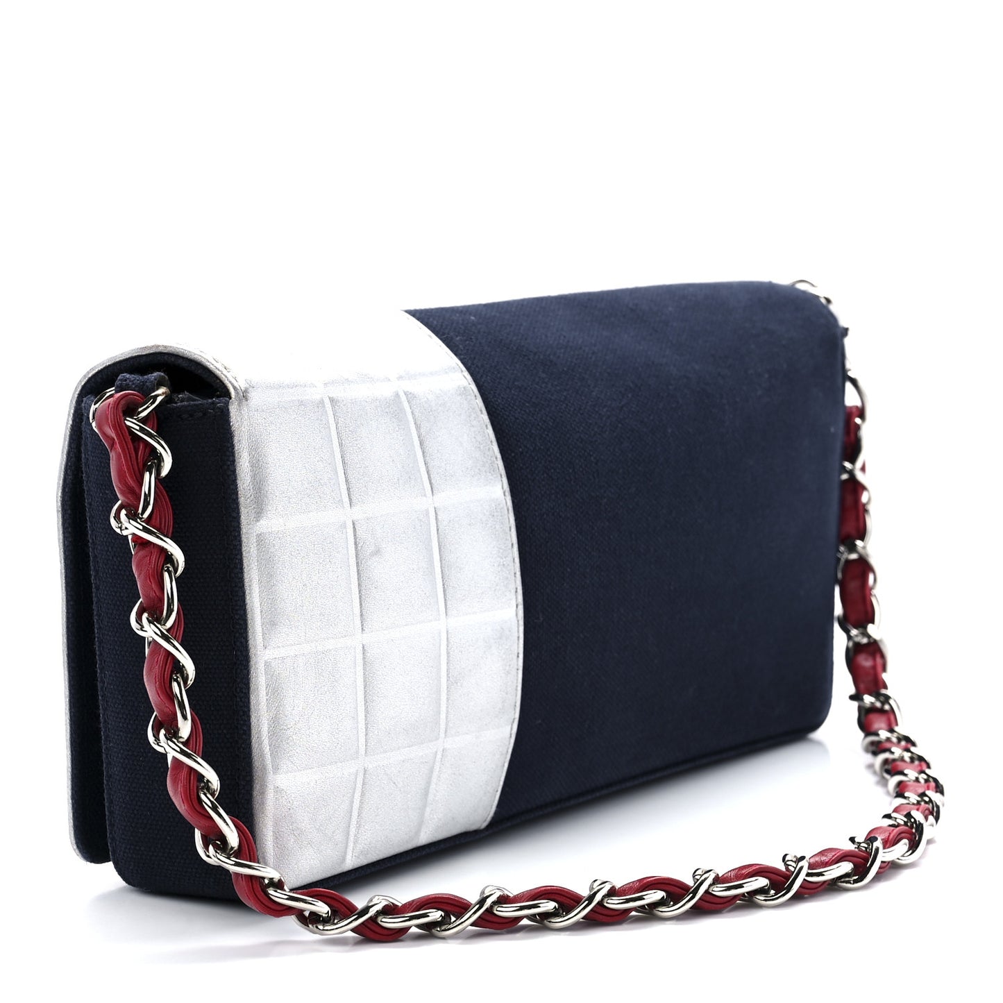 Canvas Metallic Lambskin Chocolate Bar N°5 Bag Navy Blue