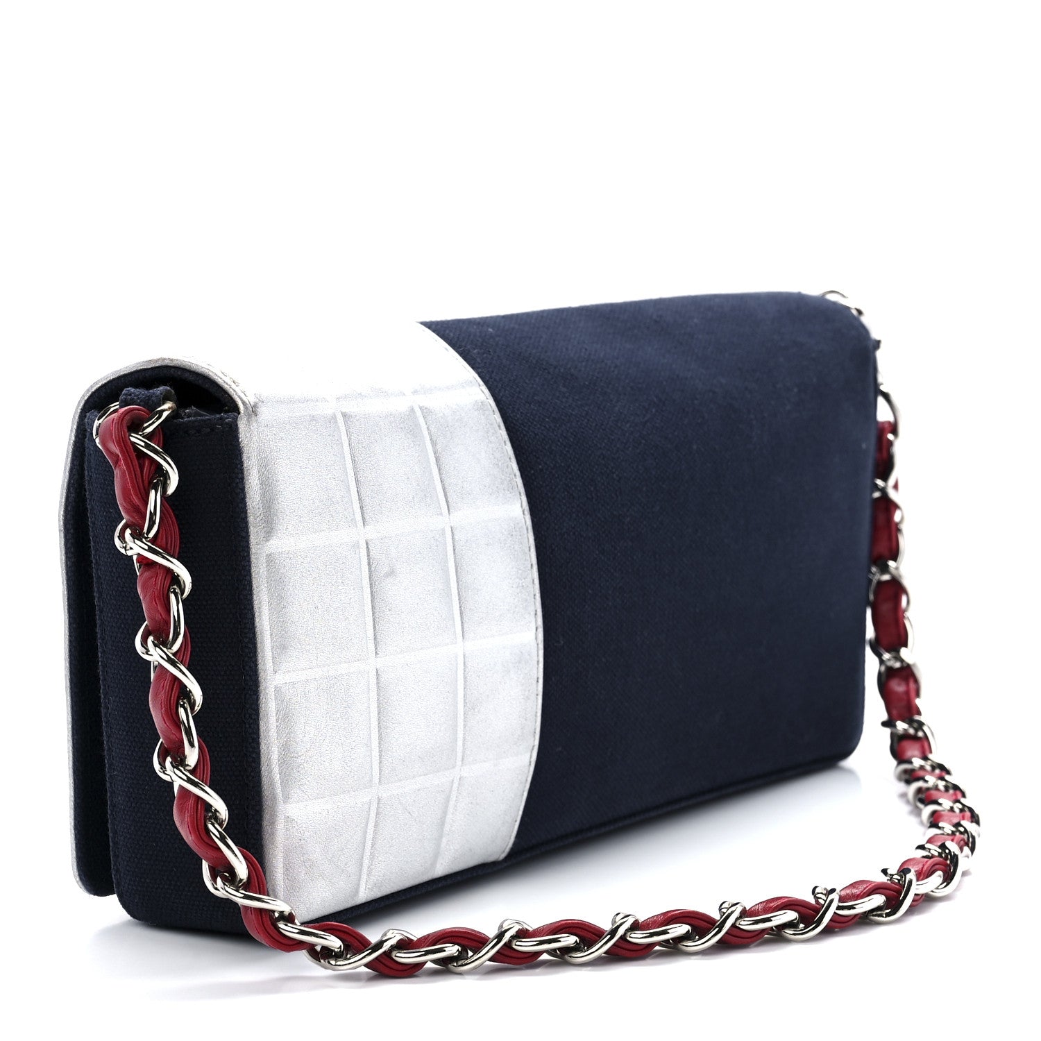 Chanel Canvas Metallic Lambskin Chocolate Bar N°5 Bag Navy Blue 3 of 11