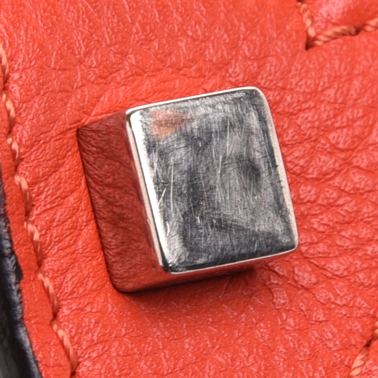Drummed Calfskin Micro Luggage Vermillion